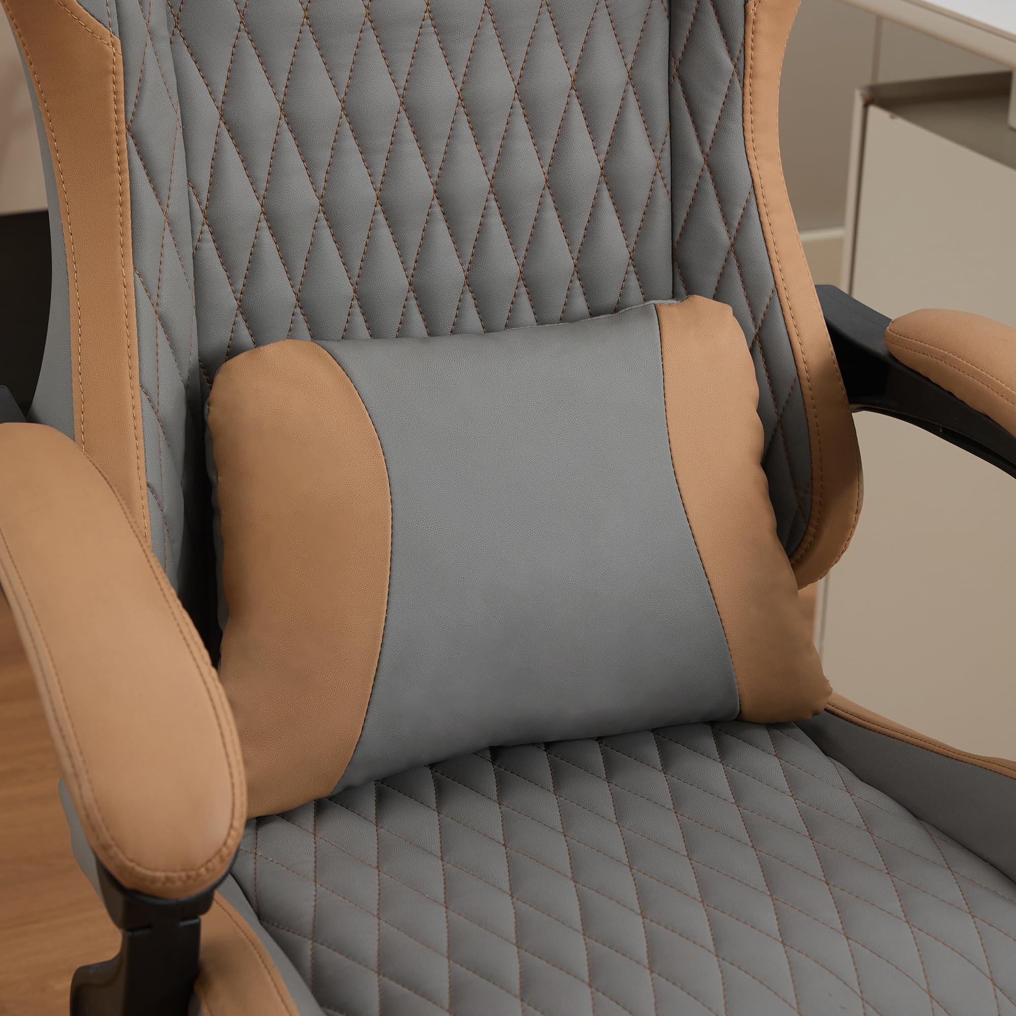 Silla de gaming ergonómica con soporte lumbar, cojín cervical y reposapiés, silla giratoria de altura ajustable con respaldo reclinable para oficina en casa, oficina y transmisión en vivo