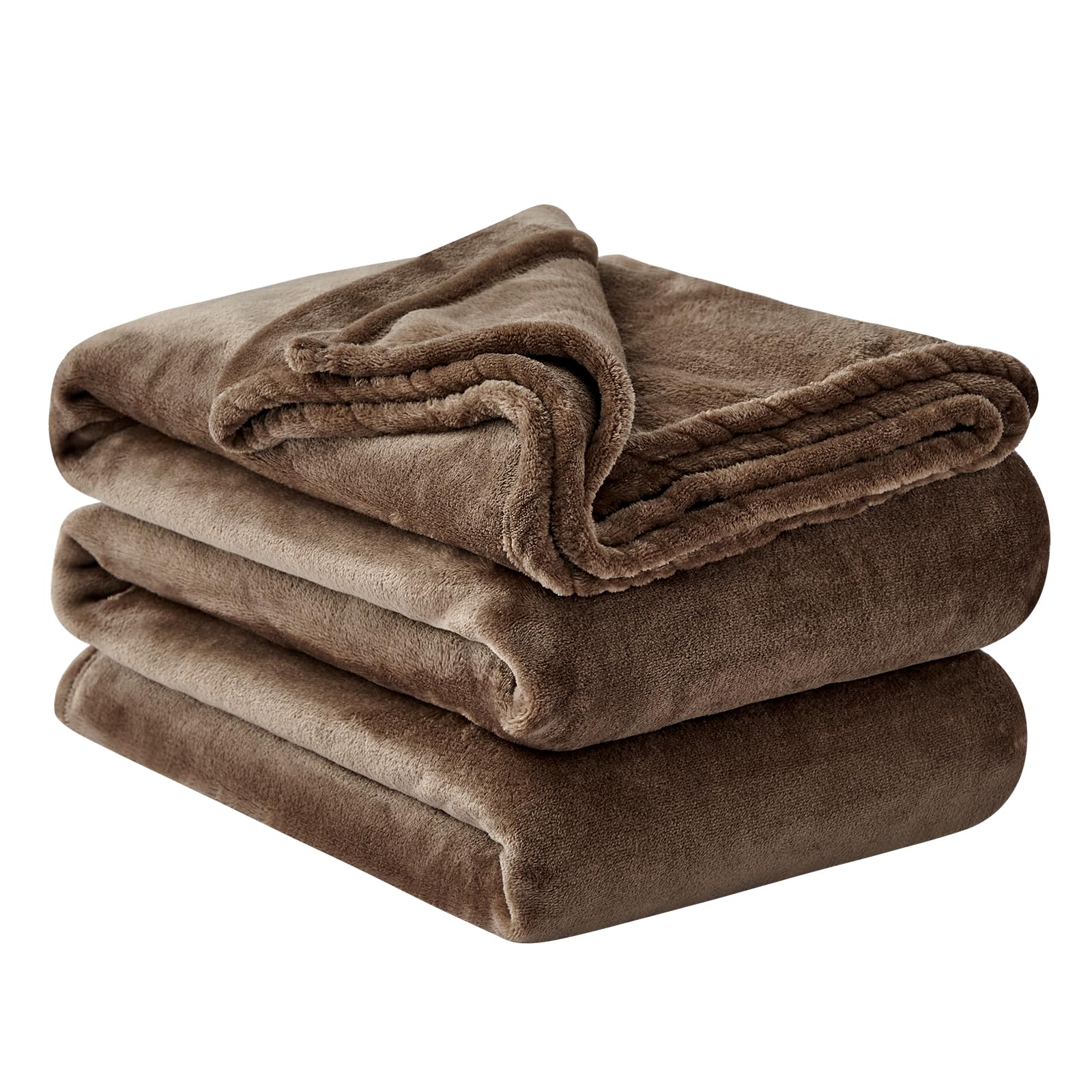 Aisbo Brown Throws Blanket for Sofas - Bed Throw King Size Fluffy Blanket Fleece, Warm Soft Flannel Blanket for Couch, 200x240cm