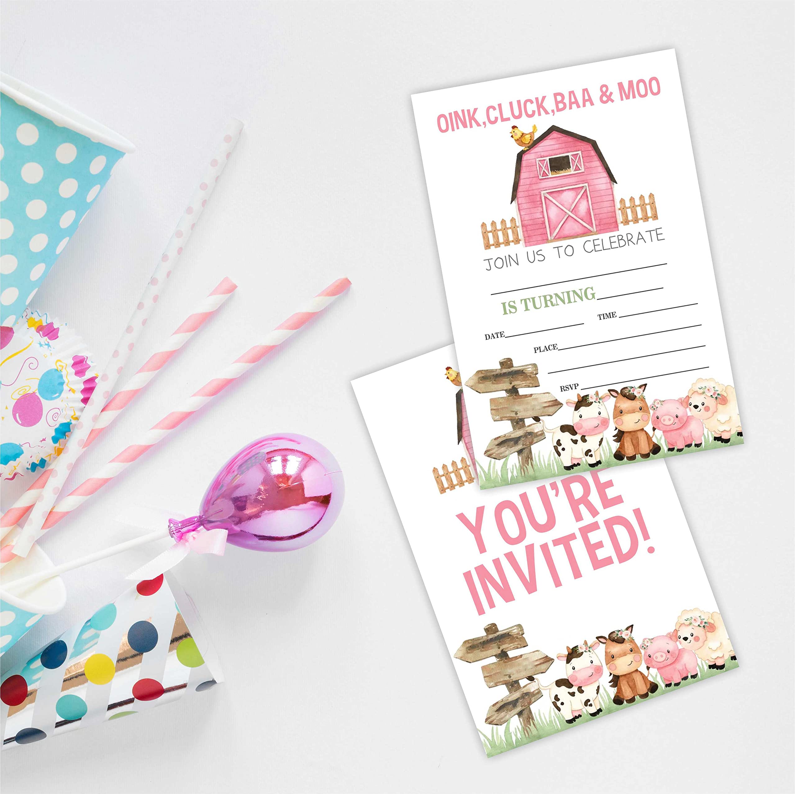 20 Cartons D'Invitation Anniversaire A La Ferme - Jeux Et Jouets RueDeLaFete - Avenue Des Jeux