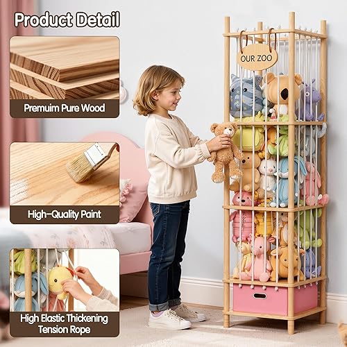 Miniatura 3 de Brelley Organizador de almacenamiento de juguetes de madera con cajón, baúl grande de juguetes para niños, cuarto de bebé, sala de juegos, dormitorio