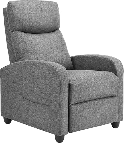 Miniatura 12 de Sweetcrispy Silla reclinable de tela, sin masaje, asiento de cine en casa con soporte lumbar, respaldo ajustable, relleno de esponja de alta Beige