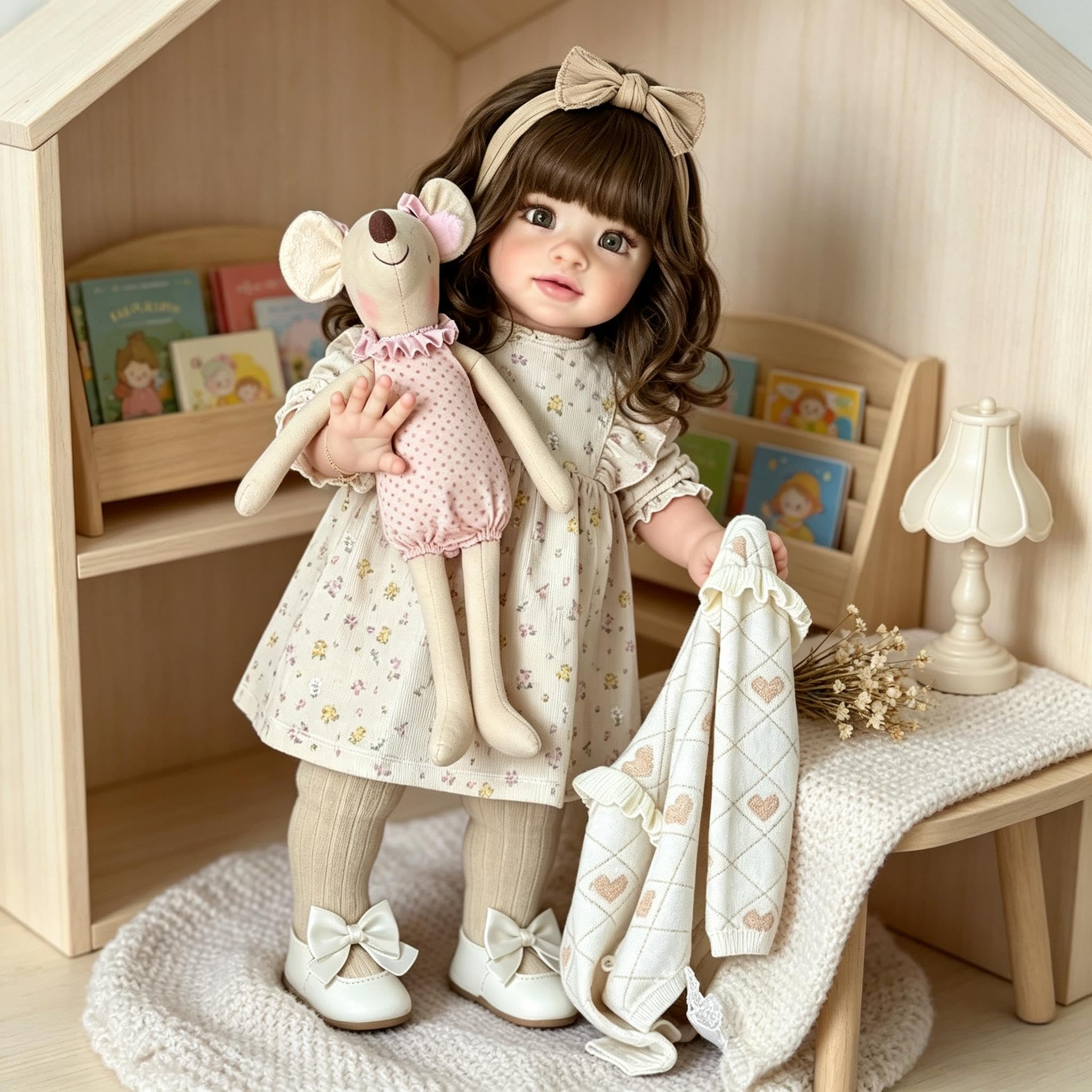 Realistyczne lalki Reborn maluch dziewczyna Pippa 66 cm duży rozmiar Reborn Baby Dolls Real Life Baby Doll miękka winylowa tkanina ciało realistyczna lalka maluch z długimi włosami dla dzieci