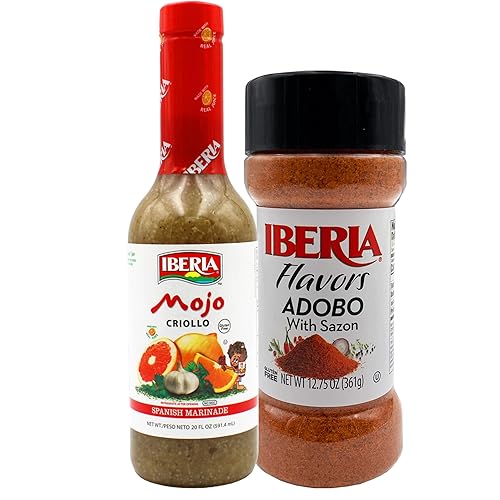 Iberia Adobo With Sazon, 12.75 onzas + Iberia Mojo Criollo salsa marinadora española 20 onzas líquidas