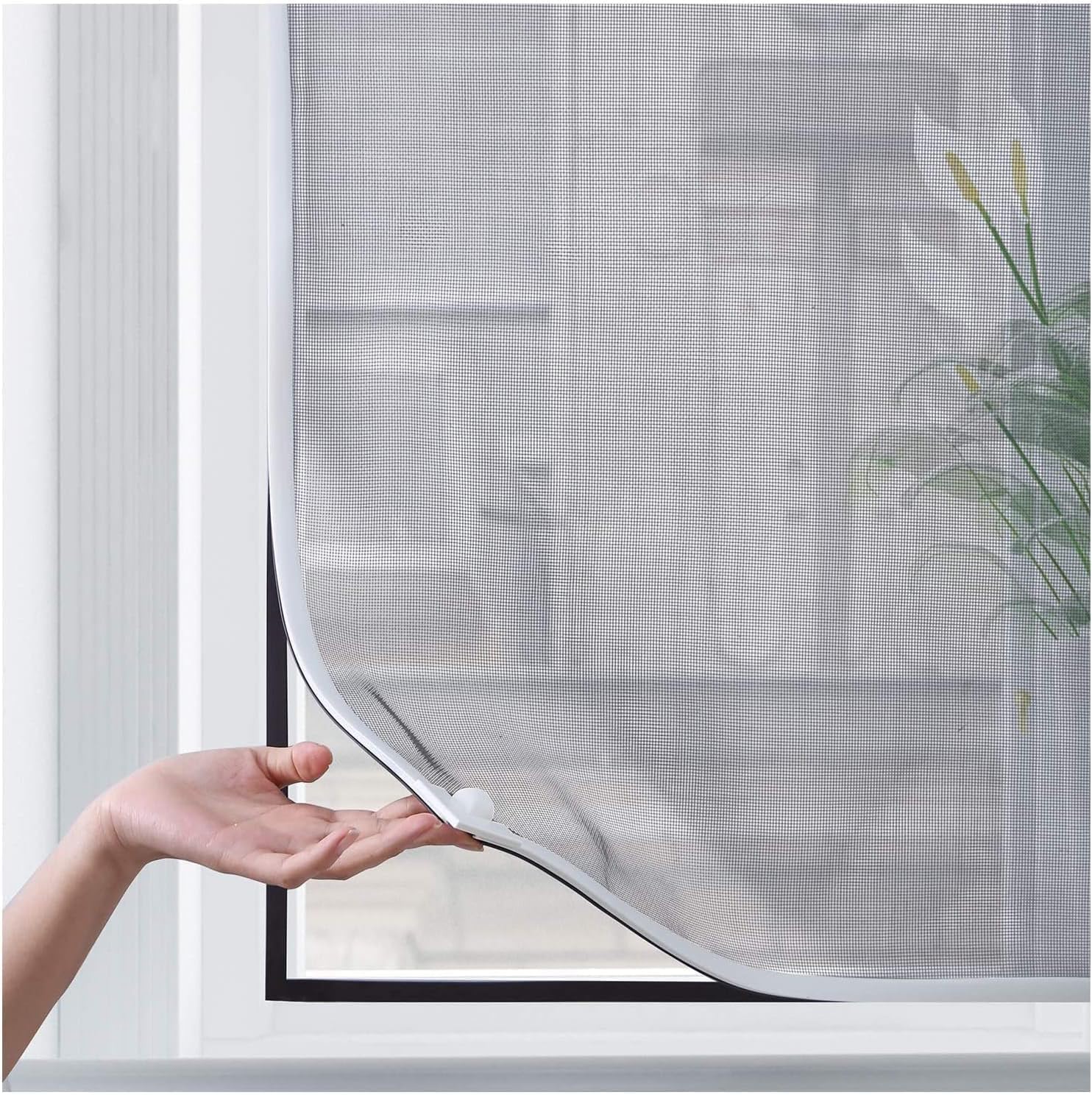 DIY Adjustable Magnetic Window Screen Magnet Screen Mesh Easy Installation Fly Screen Mosquito Net Window Screen, Insect Screen with Self-Adhesive Tape (80x100cm)