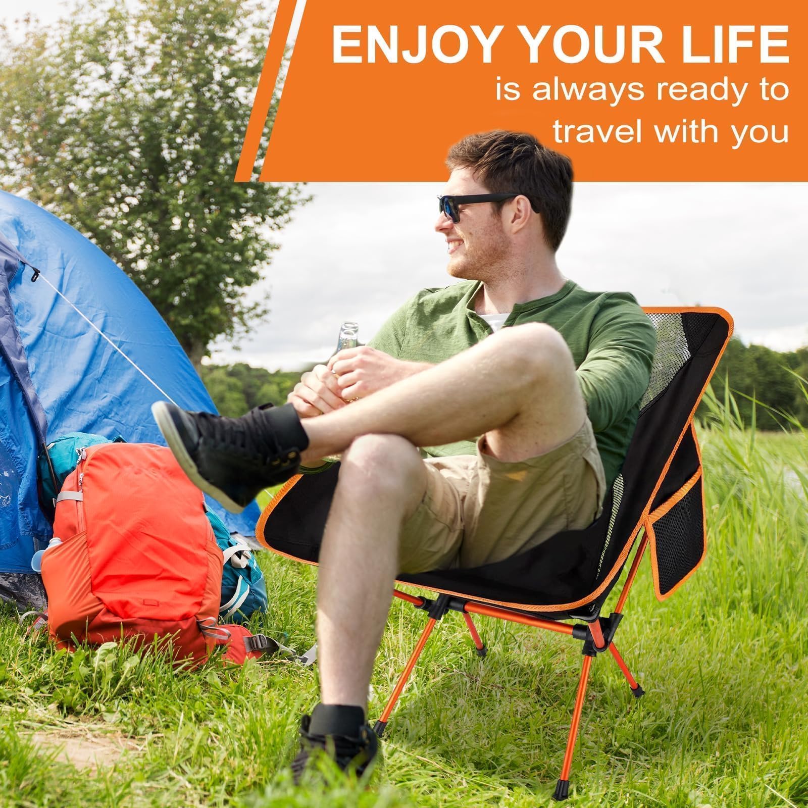 UCAMP Sedia Campeggio Pieghevole Con Borsa da Trasporto, Compatta da Esterno, Portatile, Tragbarer Campingstuhl für Picknick