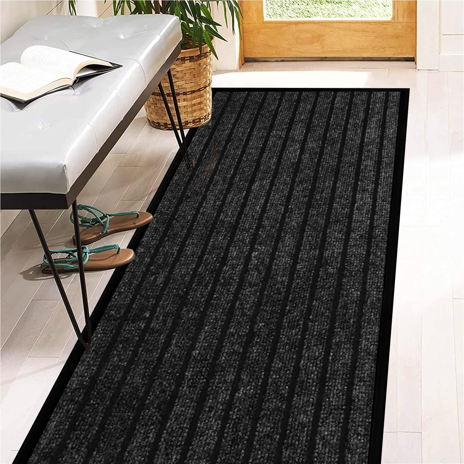 AMEHA Door Mat 80x300cm, Black - Door Mats Outdoor & Indoor Non Slip Washable Rug Dirt Trapper Heavy Duty Rubber Floor Mat Entrance Rug Super Absorbent Front Doormats — image 1