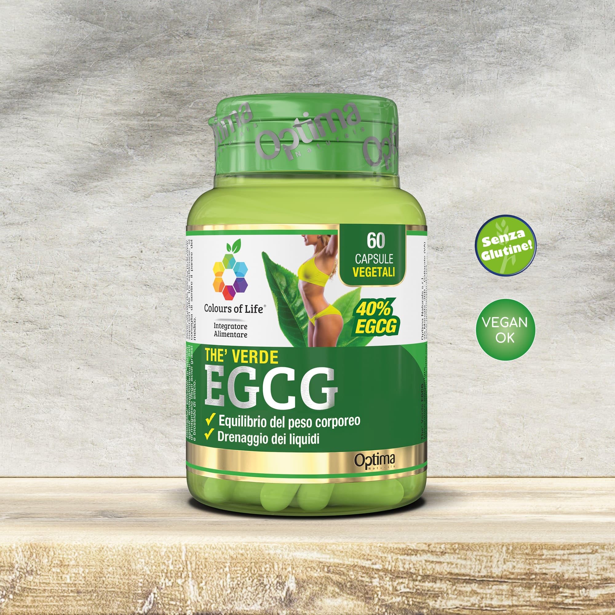 Colours Of Life Thè Verde EGCG - Integratore di Thè Verde - per l'Equilibrio del Peso Corporeo e il Drenaggio dei Liquidi - Senza Glutine e Vegano, 60 Capsule Vegetali