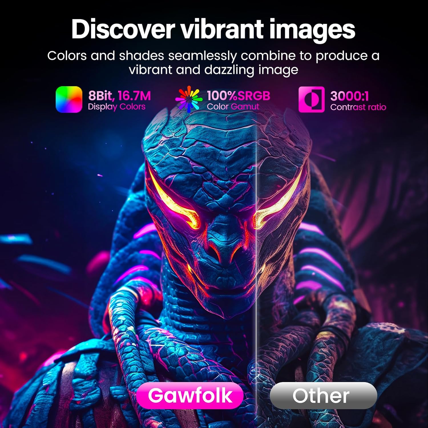 Gawfolk Gaming Monitor 24.5 Inch 200Hz Built-in Speakers, 180hz PC Monitor FHD 1080P Frameless Computer Monitors, VA,sRGB 100%, DisplayPort, HDMI, Eye Care, Wall Mount Compatible (White) thumbnail