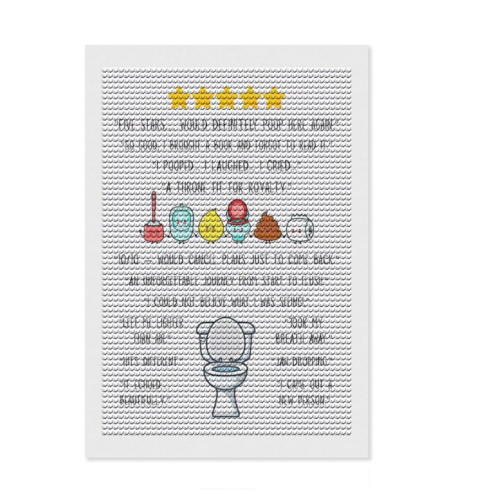 Junmoney Funny Bathroom Reviews 5D Diamond Painting Kit 8"x12", Vintage Style Decor, Boho Decor, Handmade Wall Decor, Artistic Hobby
