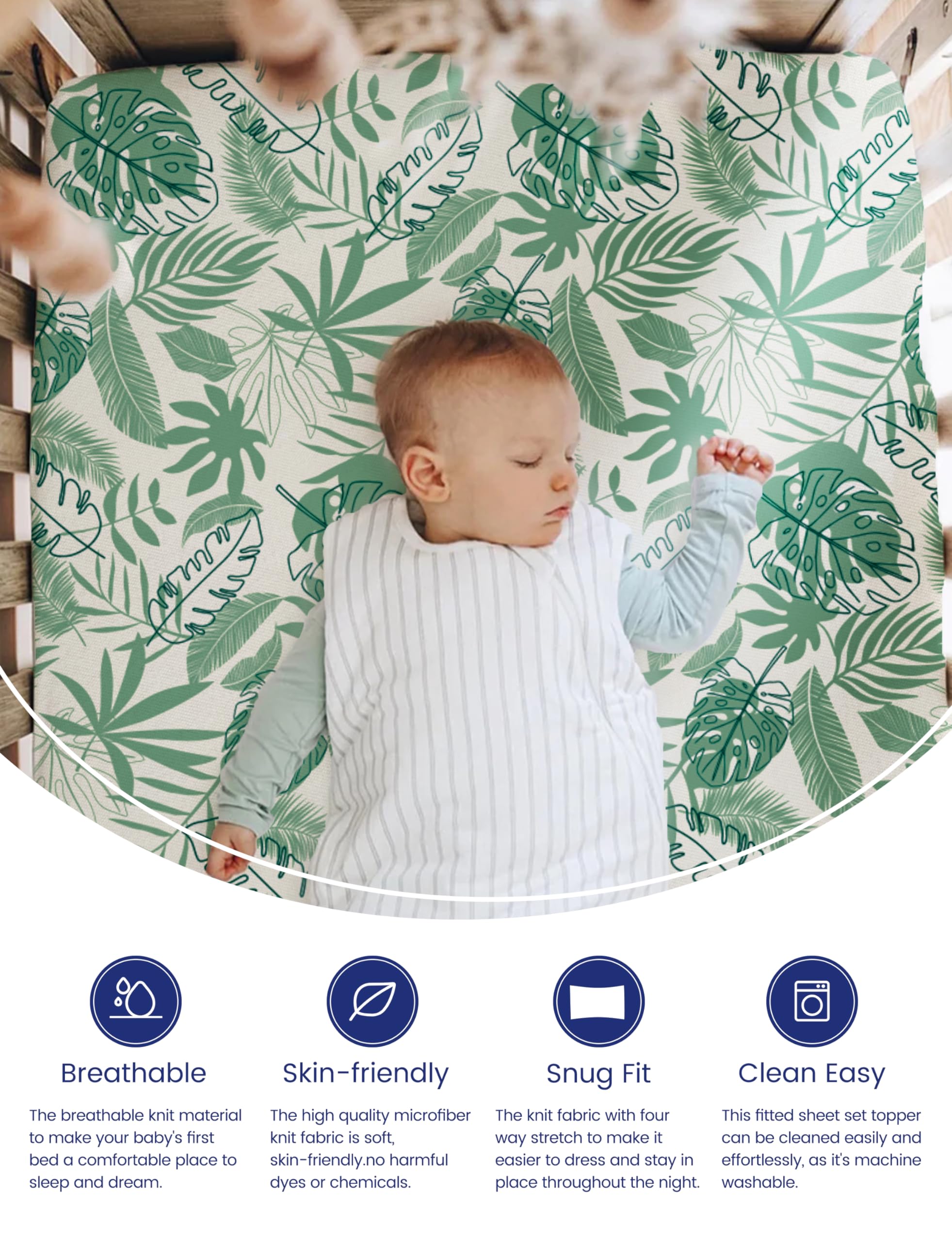 TotAha Sábanas elásticas prémium Pack N Play para corralito | Sábanas para mini cuna (paquete de 4) - Hipoalergénicas, sedosas, suaves como la mantequilla, efecto calmante, punto jersey para todas las