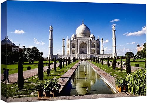 wall26 Lienzo impreso para pared, hito del Taj Mahal en Agra, India, arquitectura y mapas, fotografía de edificios, arte moderno, escénico,