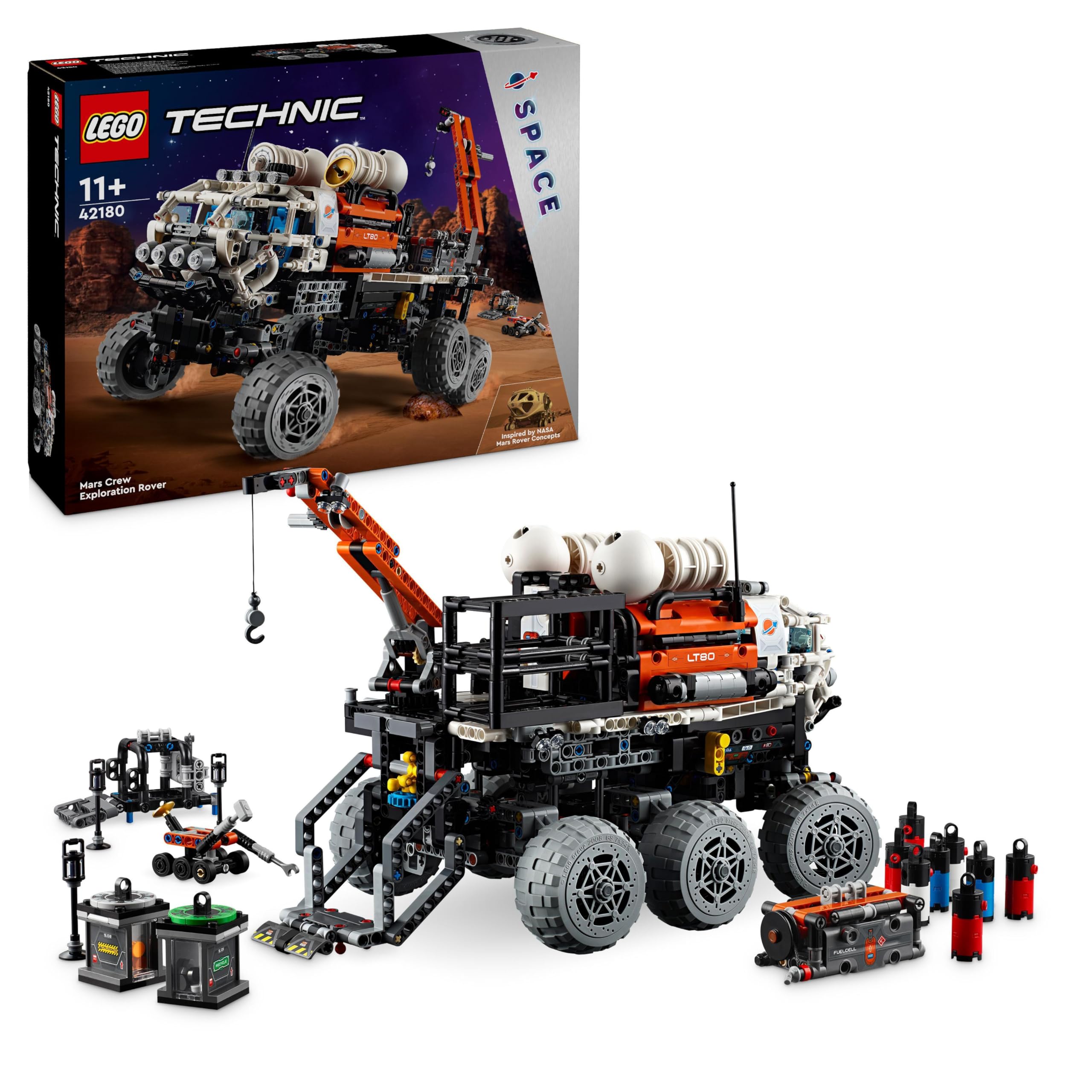 LEGO Technic Rover di Esplorazione Marziano, Giochi Spaziali per Bambini e Bambine da 11 Anni in su, Modellino da Costruire di Veicolo Giocattolo Ispirato alla NASA con Funzioni, Idea Regalo 42180