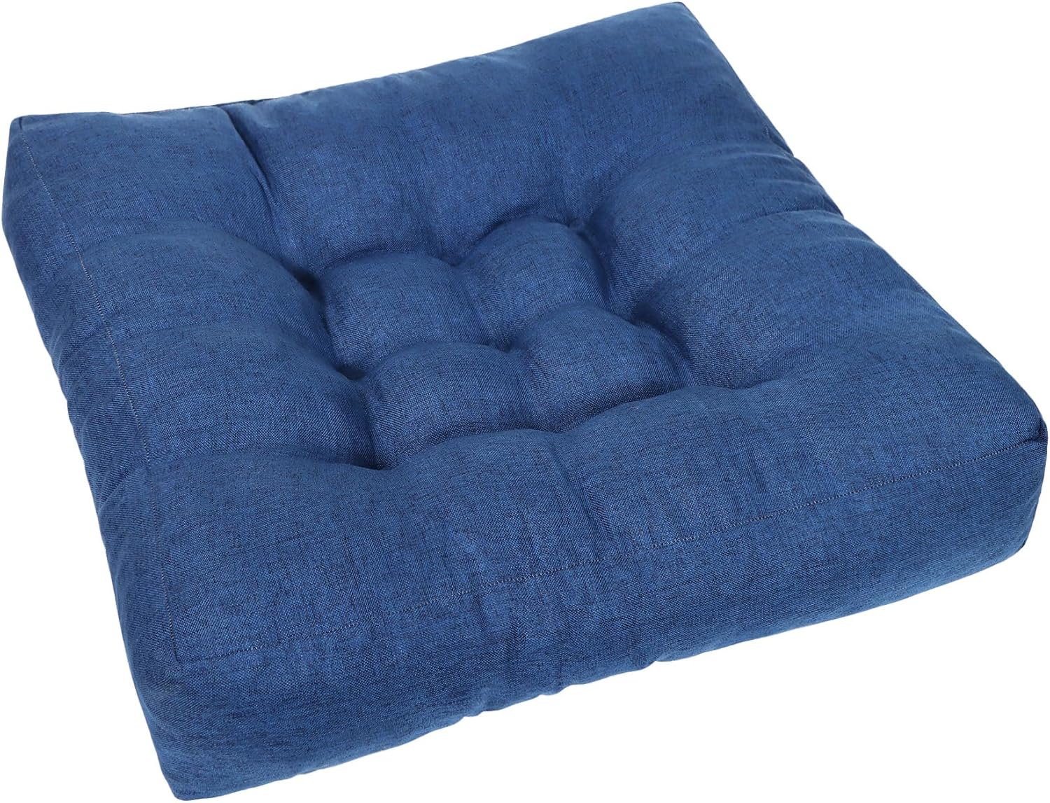 Navy Blue Square Floor Pillow Meditation Cushions, Large Floor Sitting 22"x22"x4.6", Tufted Cushions for Yoga Living Room Tatami Home Decor 1 Pack Navy Blue 1