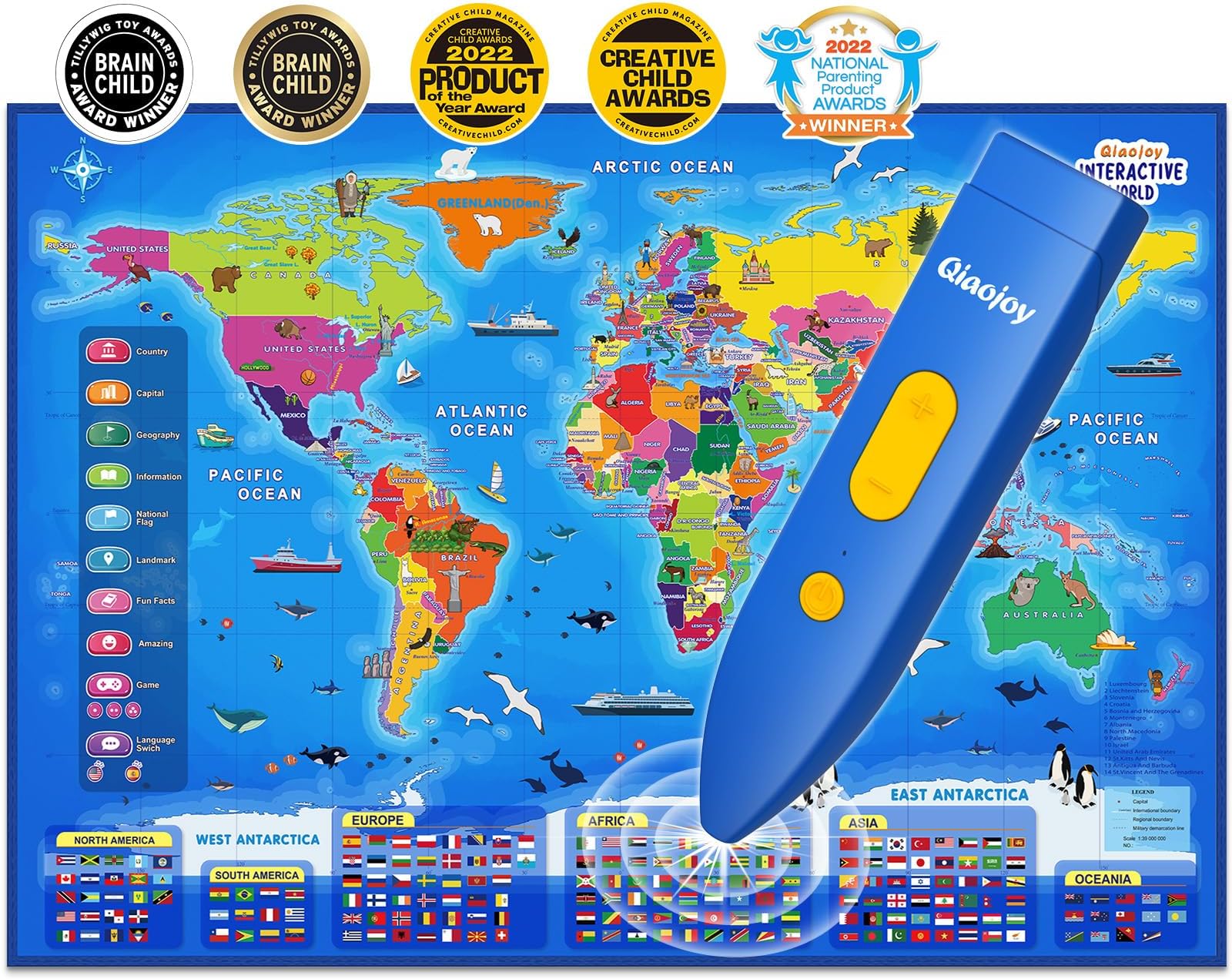 World Interactive Map - Educational Talking Toy for Kids of Ages 5 to 12 Years Old…