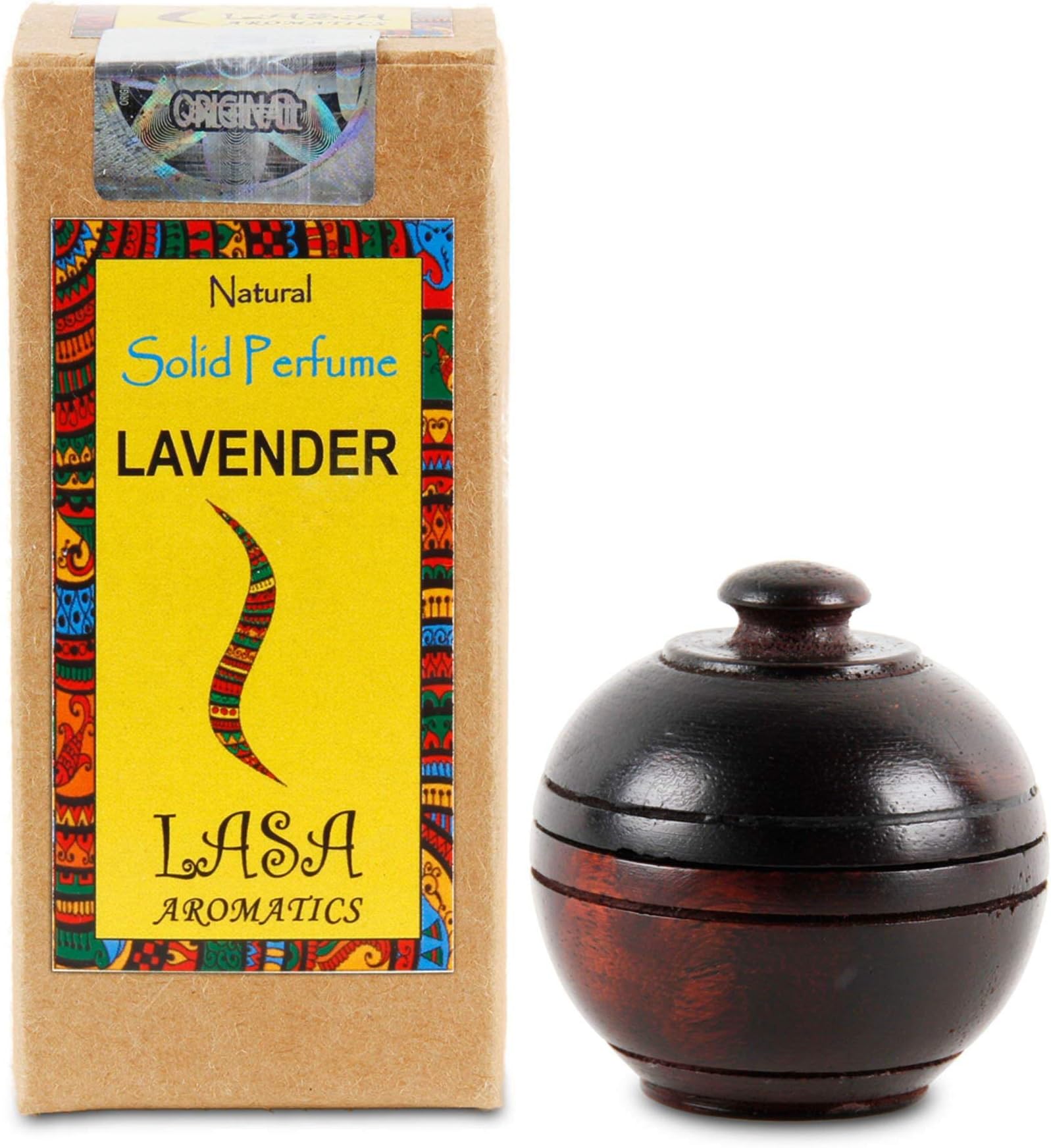 Lasa Aromatics Solid Perfume Lavender Natural Body Musk In Wooden Jar - 6 gm
