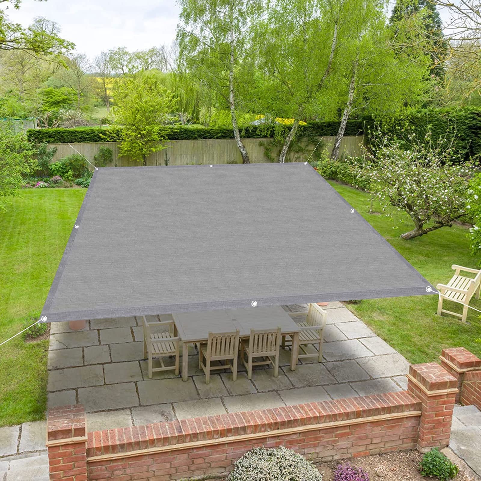 Filet d'ombrage 1.8x9m gris avec corde et serre-câbles pour extérieur