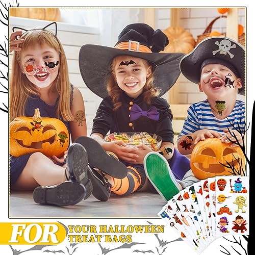 Miniatura 5 de 80 hojas de 800 patrones de tatuajes temporales de Halloween para niños, calcomanías temporales impermeables para Halloween, maquillaje de