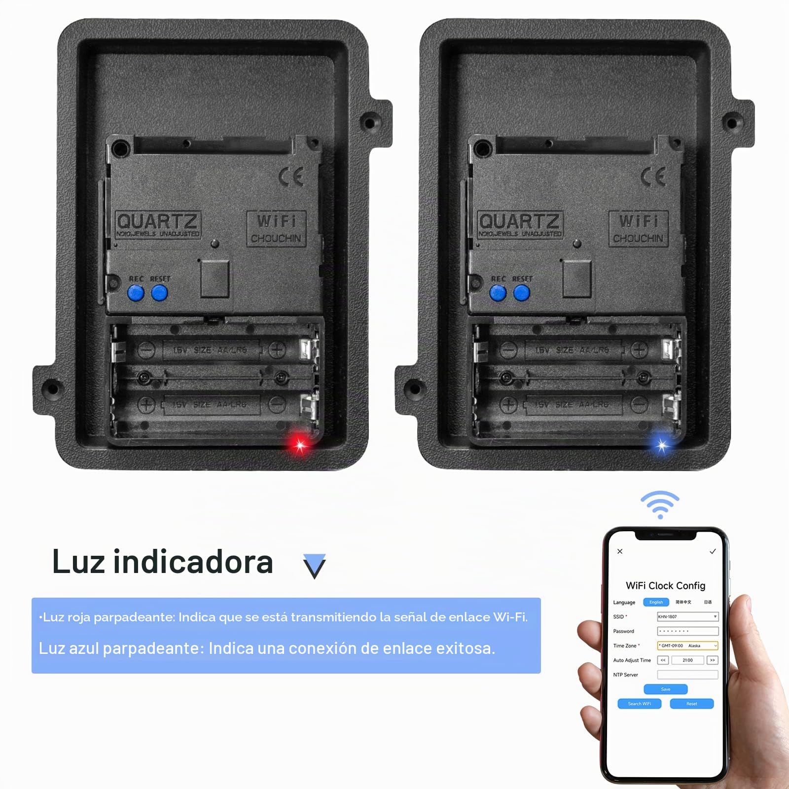 OCEST Reloj de pared analógico inteligente Wi-Fi de 10 pulgadas, sincronización automática de hora y DST, silencioso, sin tictac, funciona con pilas, pantalla grande, fácil de leer para el hogar