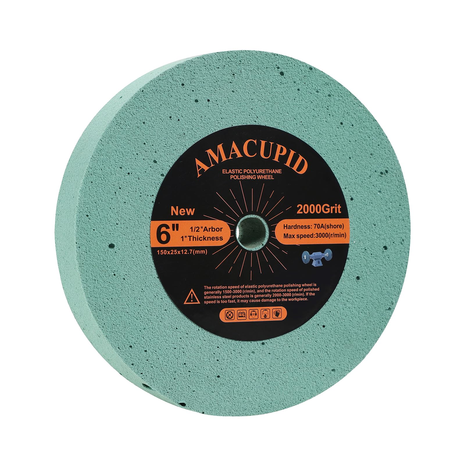 Elastic Polyurethane Buffing Wheels 6 Inch 2000 Grit. Silicon Carbide Abrasive.for Bench Grinding Wheel Polishing Machine. Mirror Polished Stainless Steel, Copper etc. 1/2 Inch Arbor