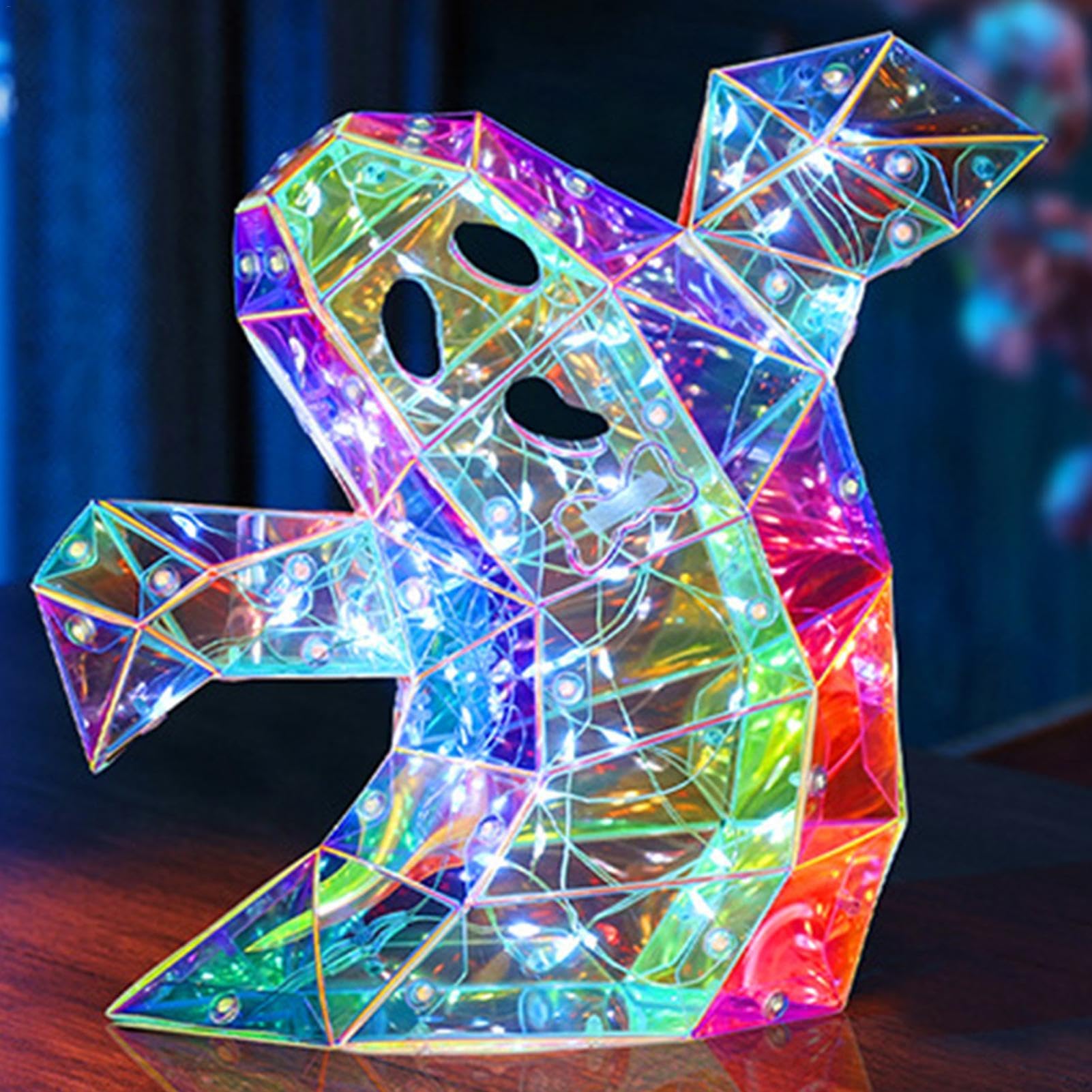 Halloween Ghost Night Light | Prismatic Iridescent Ghost Night Lights | Prismatic Iridescent Spooky Ghost Nightlight LED | Prismatic Iridescent Spooky Ghost Lamp | Halloween Room Decorations