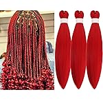 Braiding Hair Pre stretched Red Prestretched Braiding Hair Extensions Ez Braid Hypoallergenic Anti Itch Synthetic Twist Knotless Fulani Box Braids