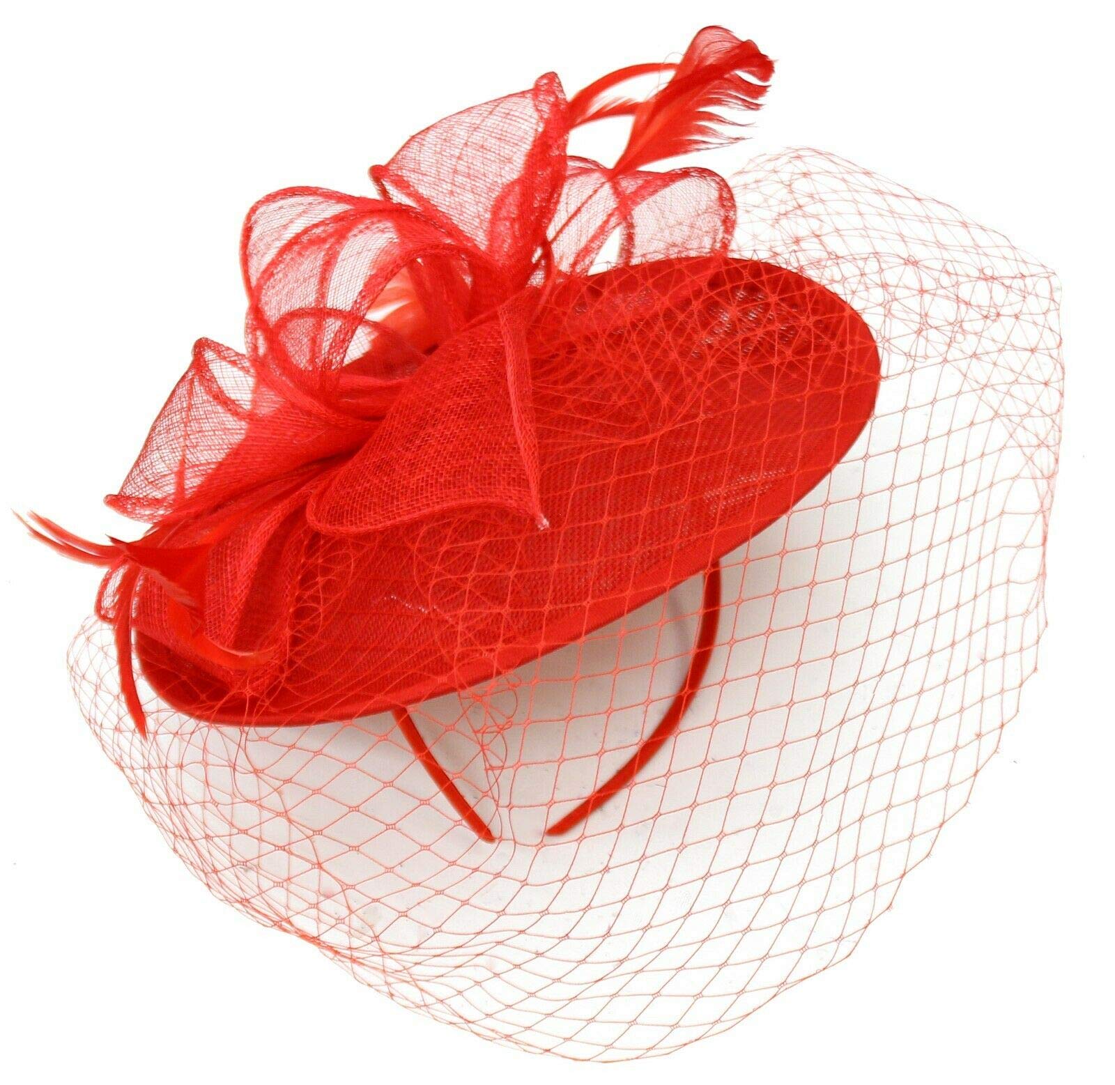 CapriliteCaprilite Saucer Sinamay Headband Fascinator Wedding Ascot Hat Hatinator Birdcage Veil