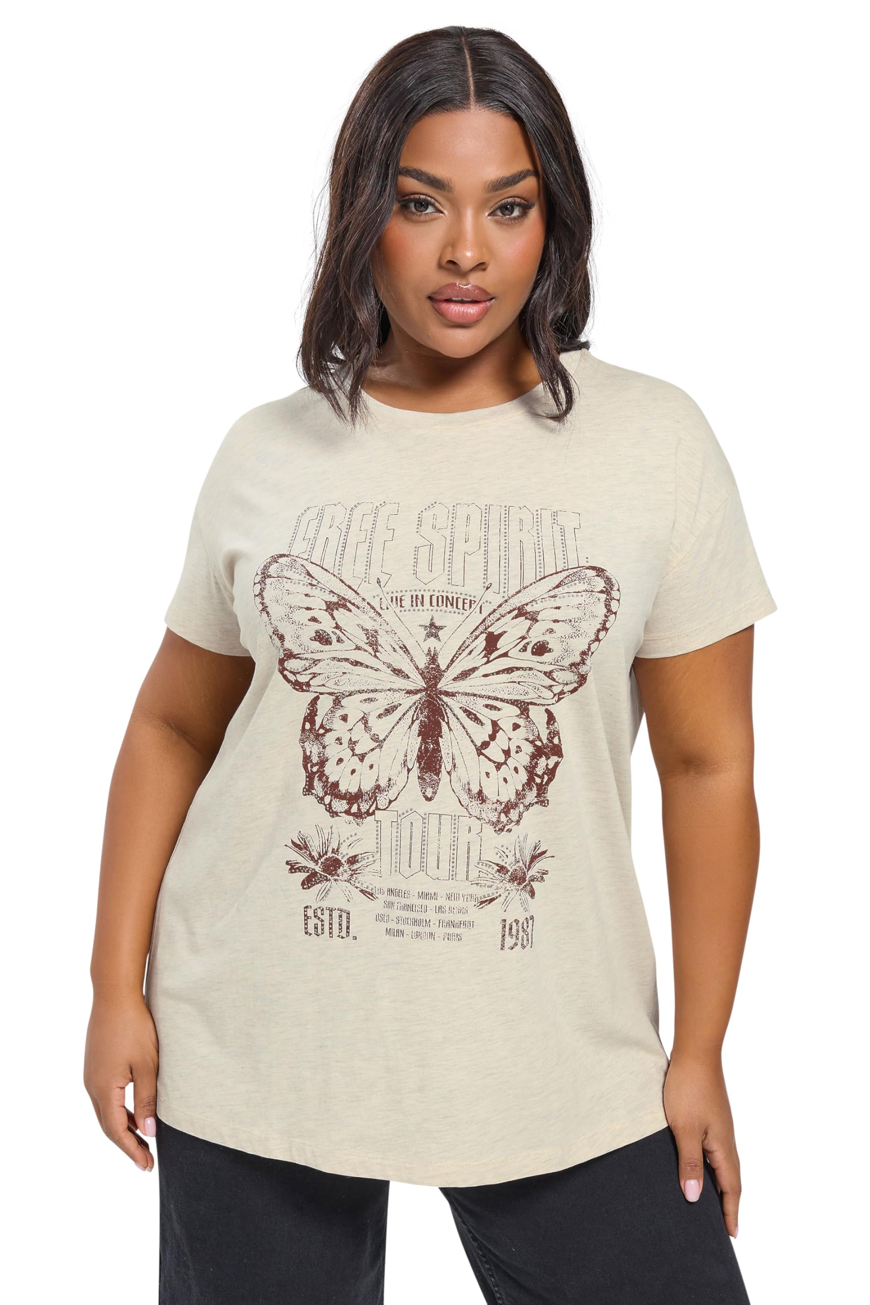 Yours - Women's T-Shirt - Cotton - Natural - Size 22-24