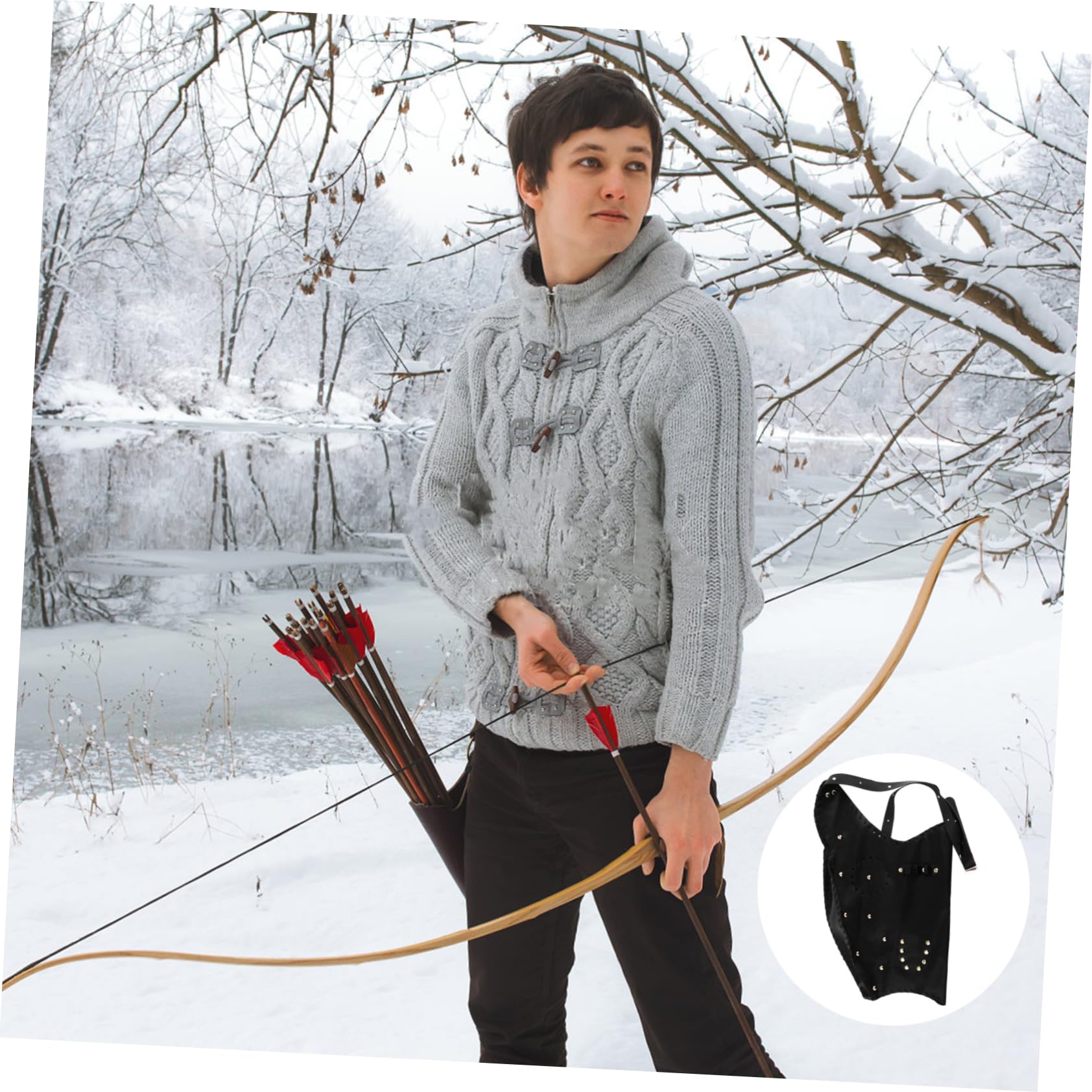 YARNOW 1Pc Leather Arrow Holder for Outdoor Training Traditional Bag with Workmanship Neatly Holds Multiple Arrows Easy to Carry for Shooting