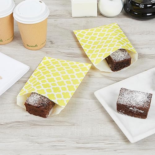Miniatura 7 de Restaurantware Bolsas de galletas de 7 x 5 pulgadas, 100 bolsas de papel biodegradable, para regalo, para fiestas, bolsas de dulces, color amarillo