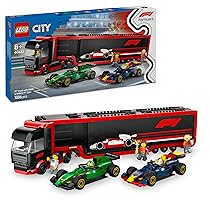 LEGO City Autotrasportatore F1 con Monoposto RB20 e AMR24 F1 – Camion Giocattolo da Costruire con 2 Modelli di Auto da Corsa dei team Red Bull e Aston Martin – Include 2 piloti e Simulatore 60445