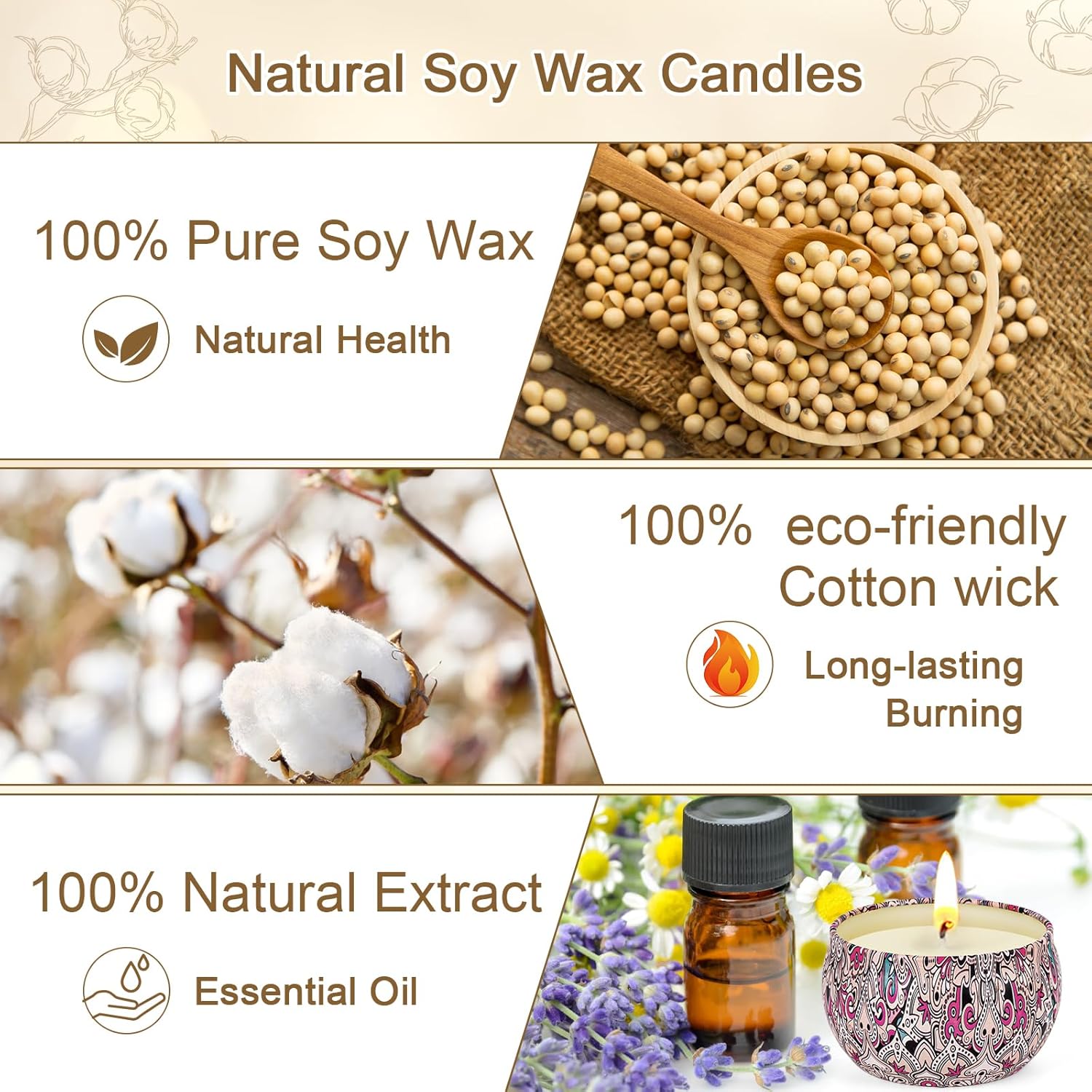 Candles for Women - 4 Packs Scented Candles Gifts for Women Set, Natural Soy Wax Candle for Home Scented, Long Burning Aromatherapy Candle Gifts for Mothers Day, Thanksgiving, Birthday, Valentine - Image 3