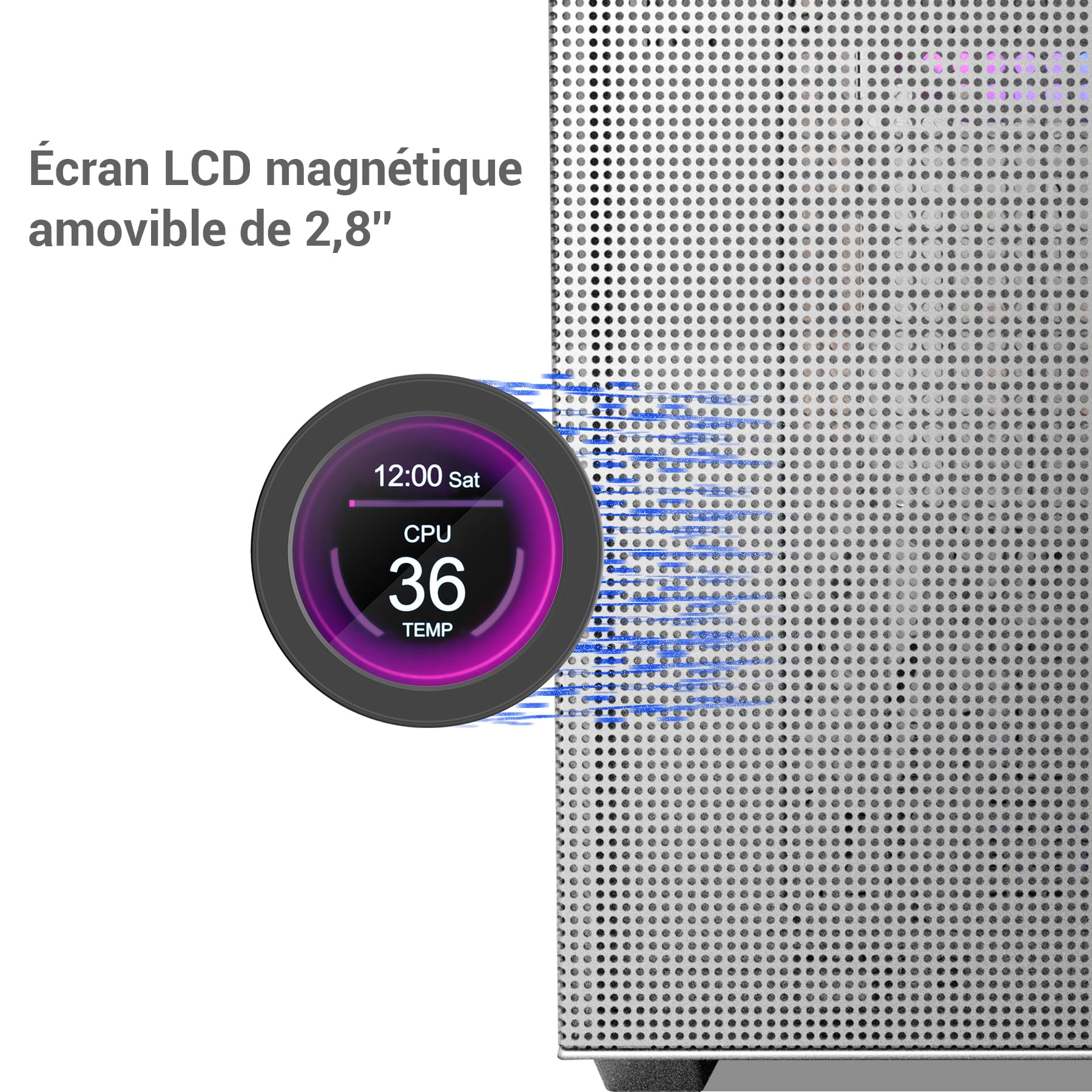 SAMA Q70 Disipador de CPU AIO de 360 ​​mm con pantalla LCD de 2,8", extraíble magnéticamente,ventiladores modulares XT120, aspas LCP, soportes adicionales, 115X, 2011, 1200, 1700, 1851, AM4, AM5 negro