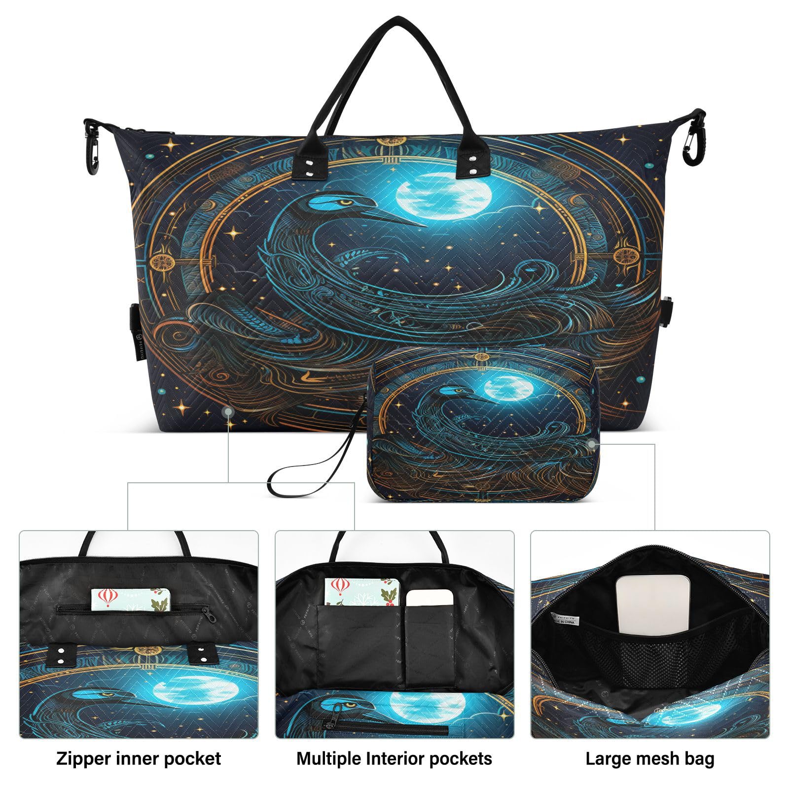 Abstract Cool Pelican Sports Swim Gym Bag Weekender Duffel Travel Bags Handbag with Makeup Storage Bag for Girls Men