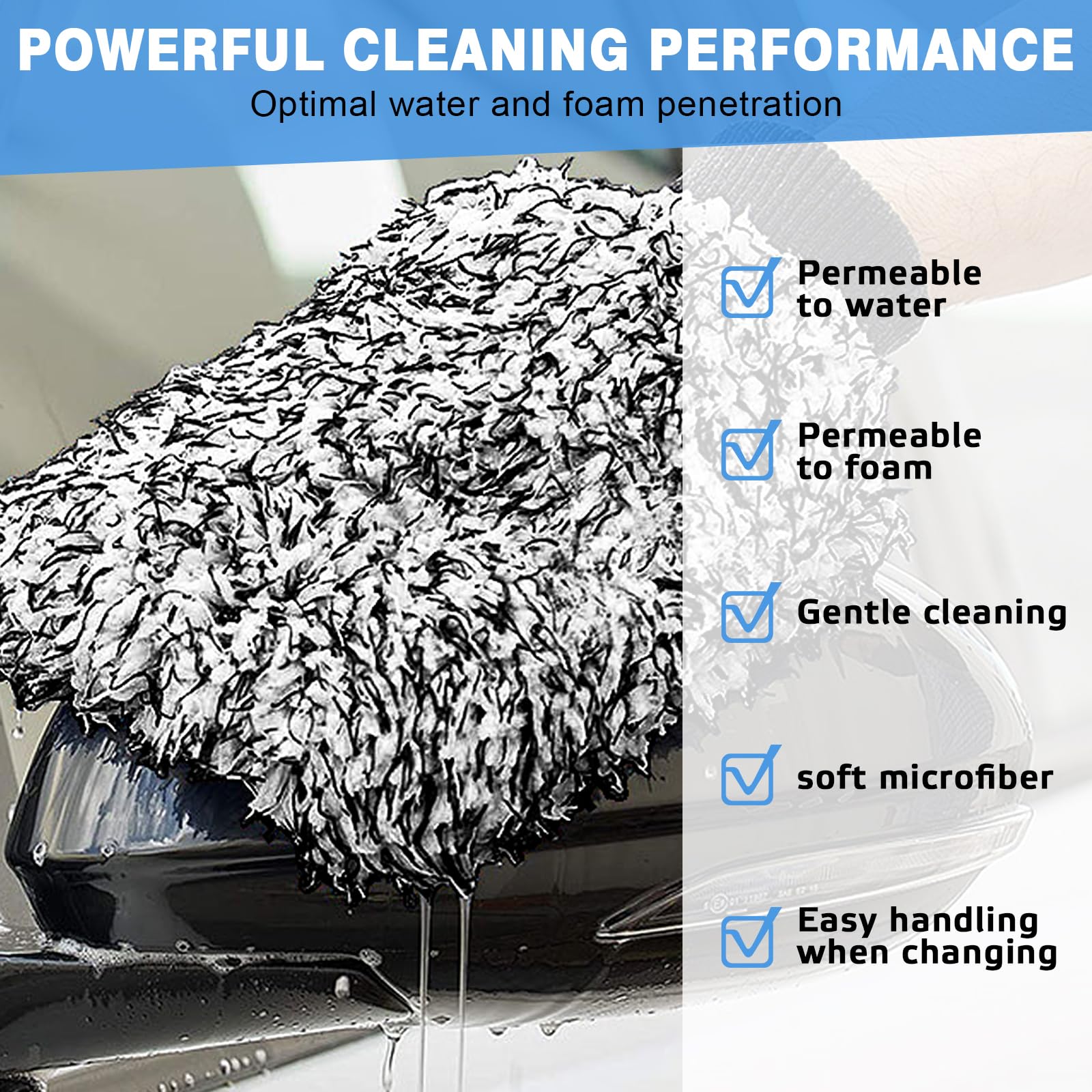 Mumjooyi Brosse Jante Voiture Microfibre + Gants - Nettoyage Roues Complet