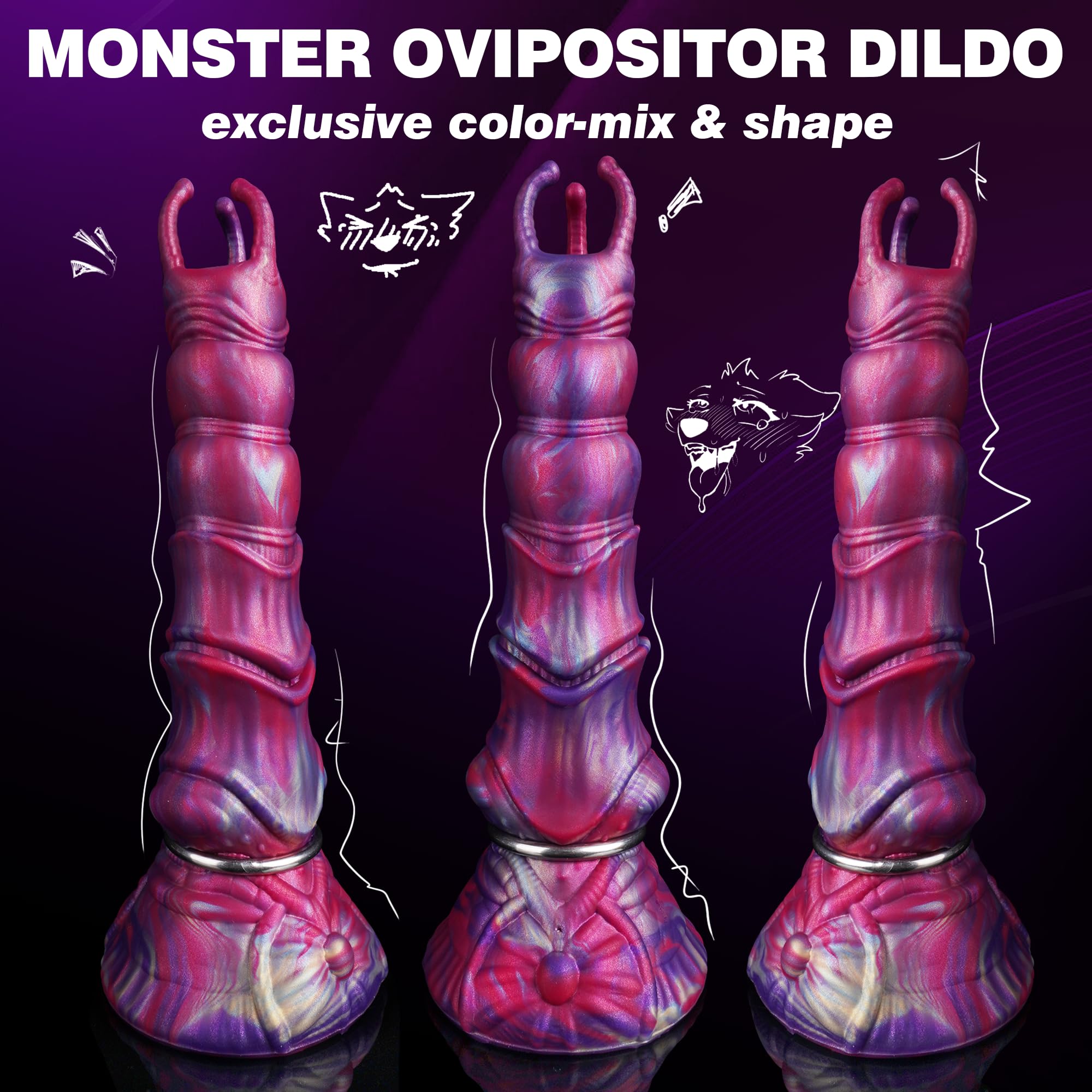 10" Monster Dildo Huge Thick Ovipositor Dildo with 4 Eggs, Big Fantasy Anal Dildos Horse Knot Dragon Dildos with Inflatable Pump, Dog Sex Toy with Strong Suction Cup, Adult Toys for Women Men