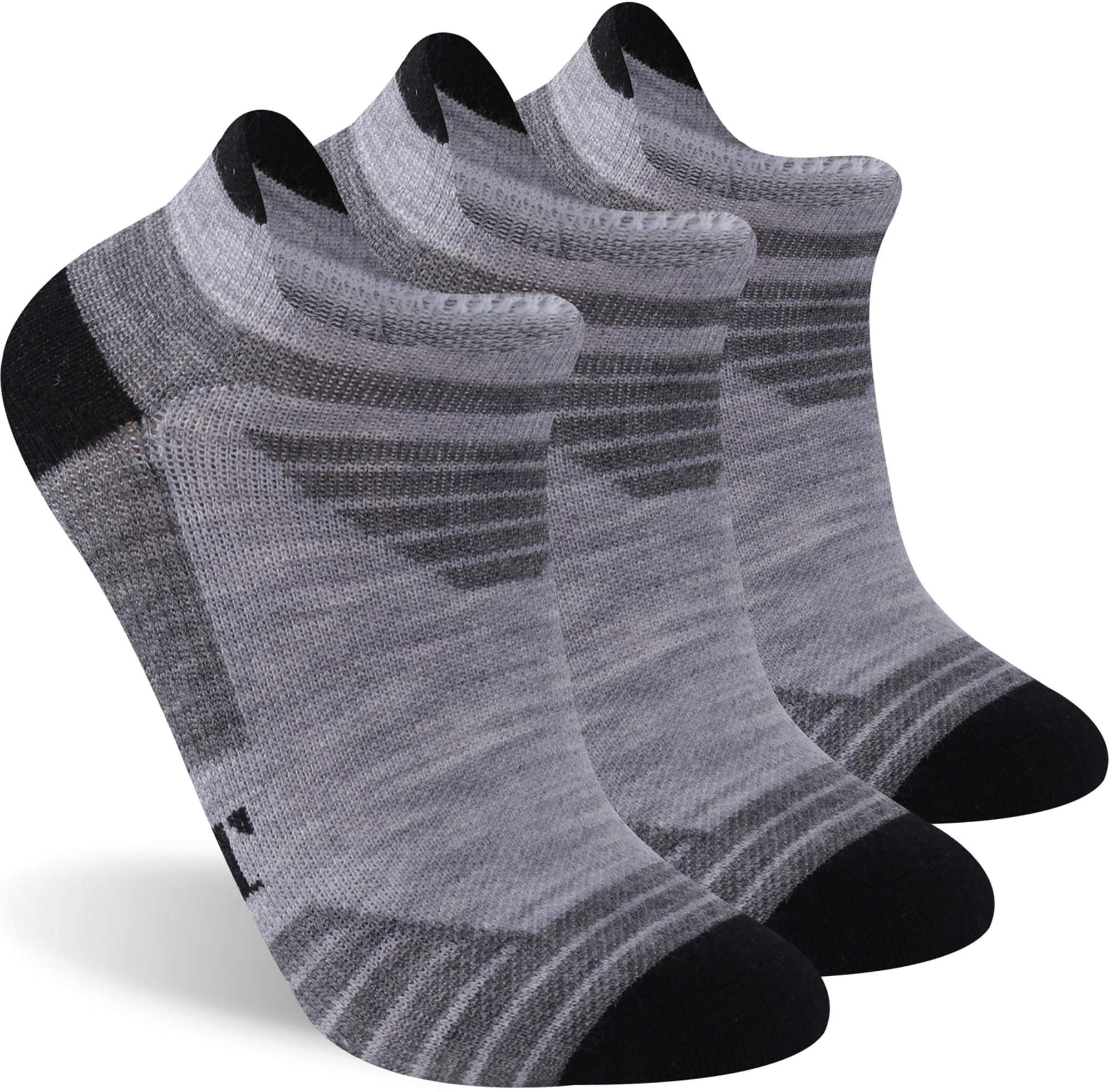 RTZAT 90% Merino Wool Socks, Low Cut Athletic Socks, Ultra-Light Running Ankle Socks, Tennis Golf Socks for Women & Men, Black&gray, X-Large