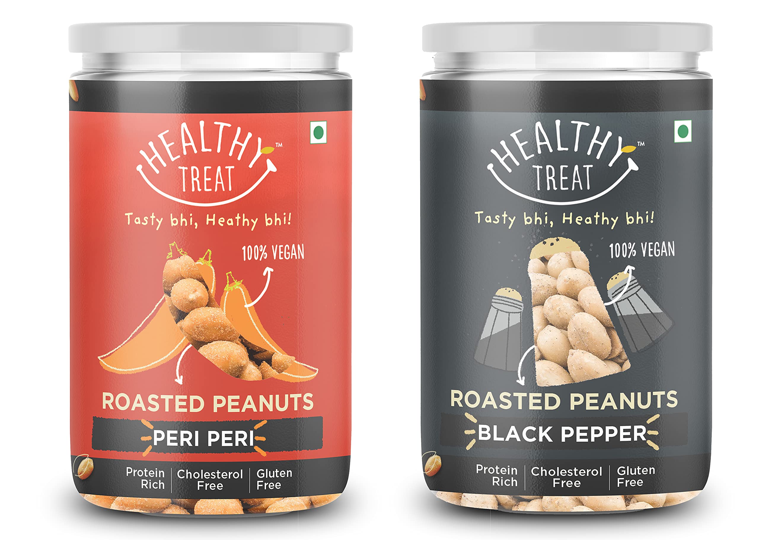 Healthy Treat Roasted Peanut Peri Peri and Black Pepper Combo 400 gm (Pack of 2-200 gm Each) | Preservative Free | Protein Rich (B09B7S51J4) Amazon Price History, Amazon Price Tracker