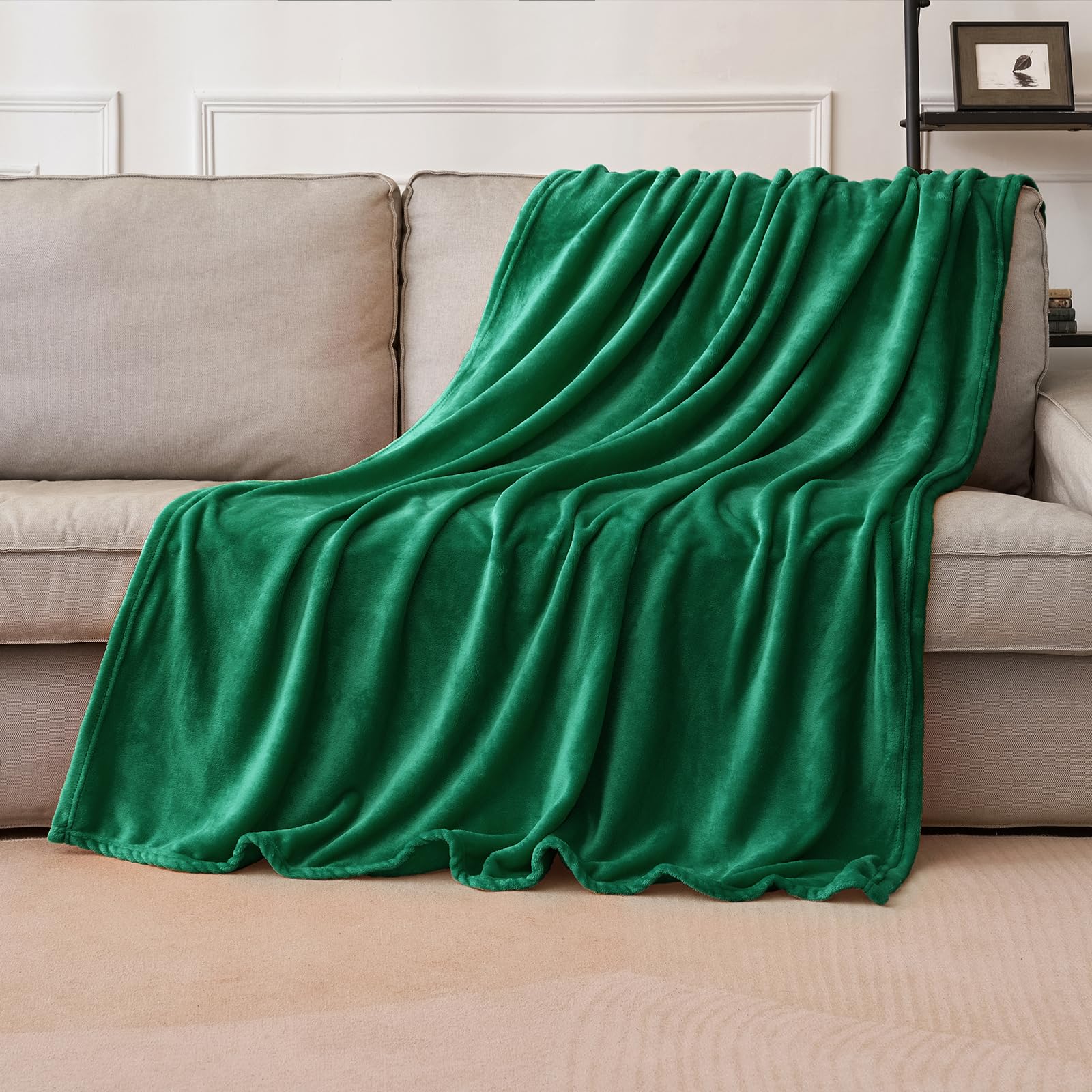MIULEE Flannel Fleece Throw Blanket Soft Fluffy Solid Color Comfortable Plush Warm and Cozy for Bed Sofa Bedroom Travel/Single Dark-green 51x60 Inch 130x150cm - Image 2