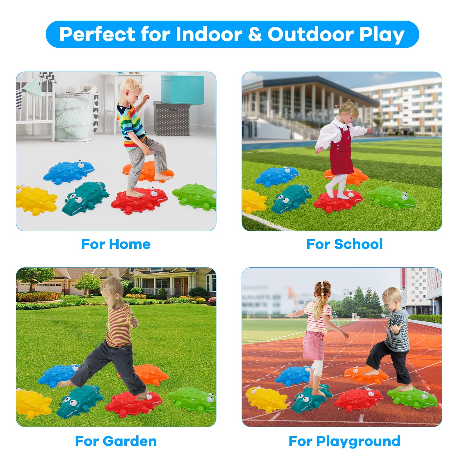 Piedras de Equilibrio para Niños, Piedras Apilables Antideslizantes, Fomentan Equilibrio y Habilidades Motoras, Curso de Obstáculos para Interior/Exterior — view 7