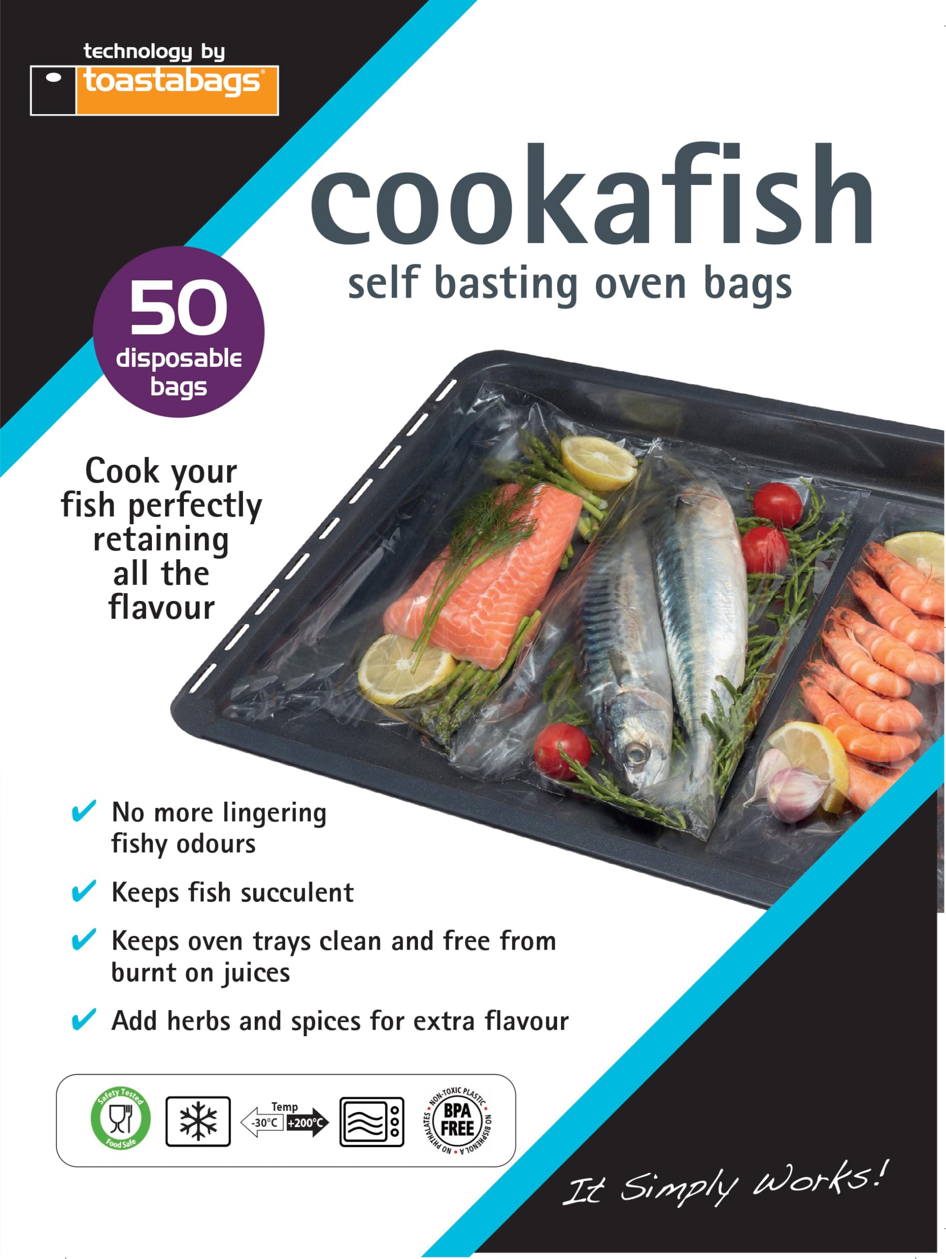 Toastabags Transparent Fish Oven Bags – Mess-Free Cooking Bags For Salmon, Cod & Seafood | Juicy, Flavor-Sealing, Bpa-Free, Heat Resistant (50 Count)