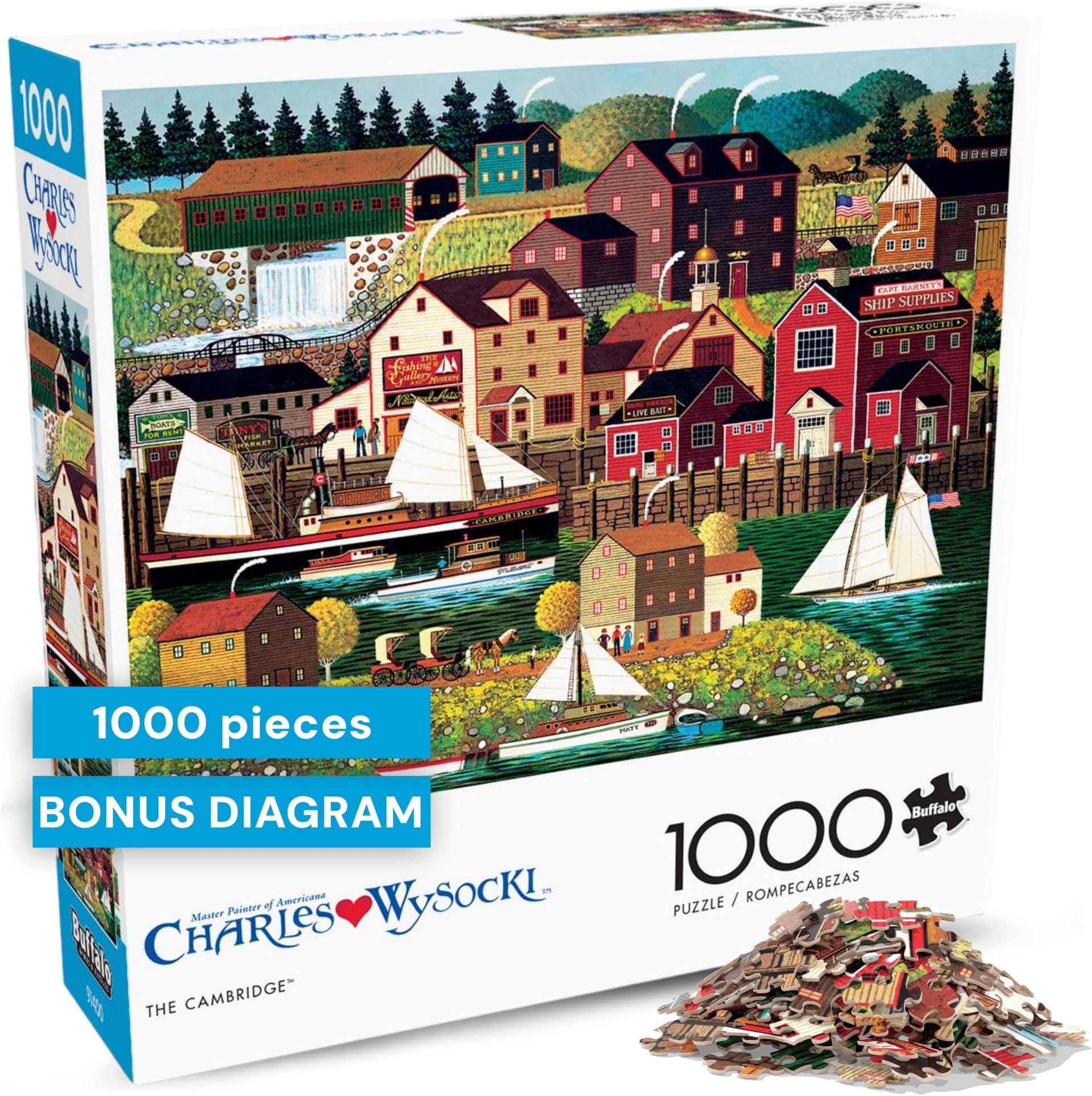 Buffalo Games - Charles Wysocki - The Cambridge - 1000 Piece Jigsaw Puzzle for Adults Challenging Puzzle Perfect for Game Nights - Finished Size 26.75 x 19.75