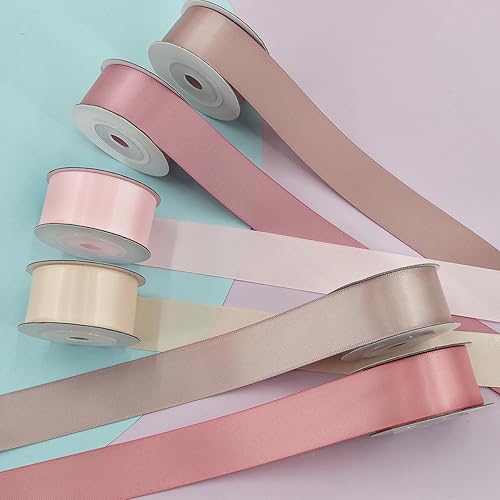 Miniatura 3 de BAORJCT Cinta de satén rosa de doble cara para envoltura de regalos, cinta de regalo de boda, baby shower, niña, día de la madre, 6 colores, cinta