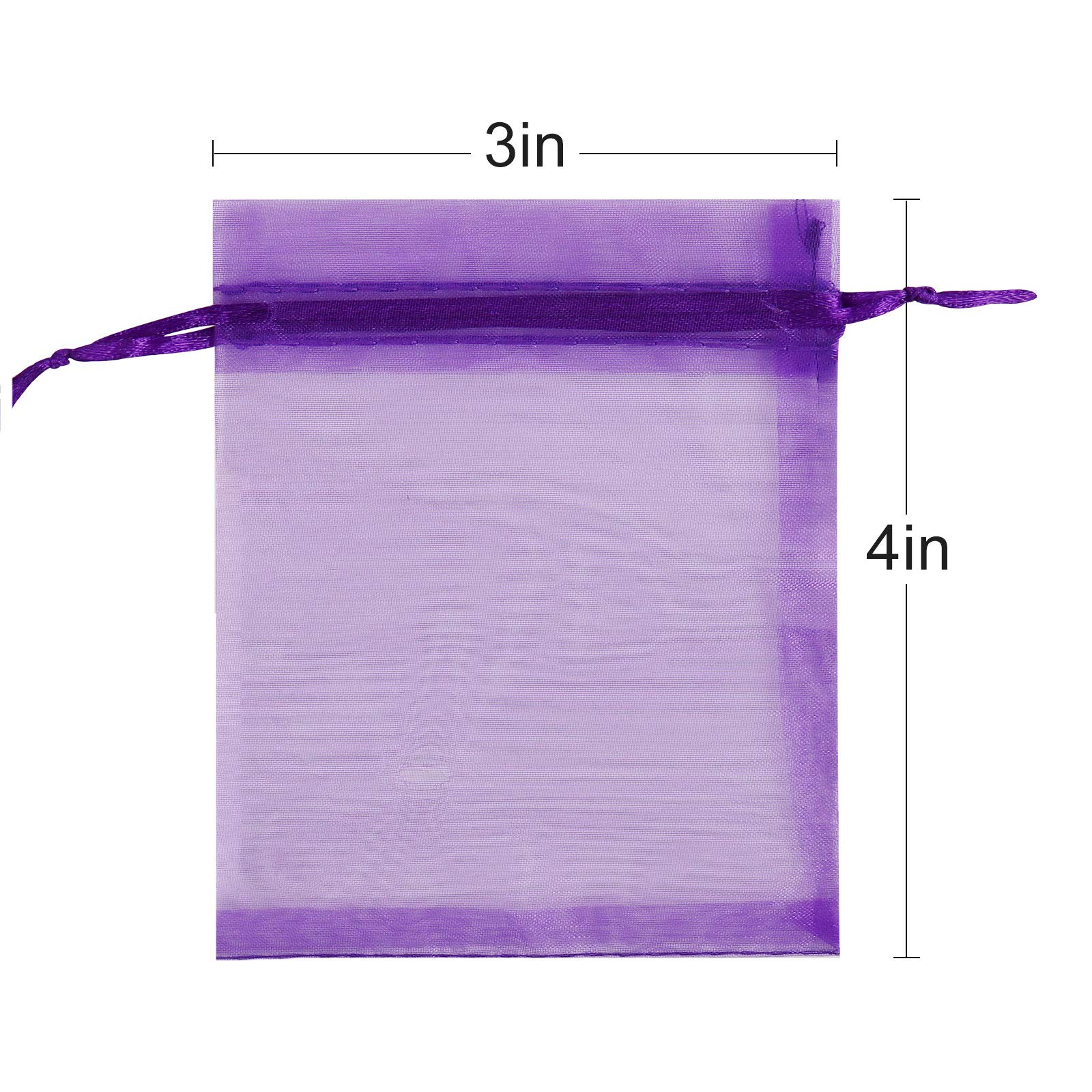 100 sacchetti in organza, 7,6 x 10,2 cm, sacchetti regalo in organza viola, piccoli sacchetti a rete con coulisse, sacchetti regalo di Natale in organza (7,6 x 10,2 cm, viola)