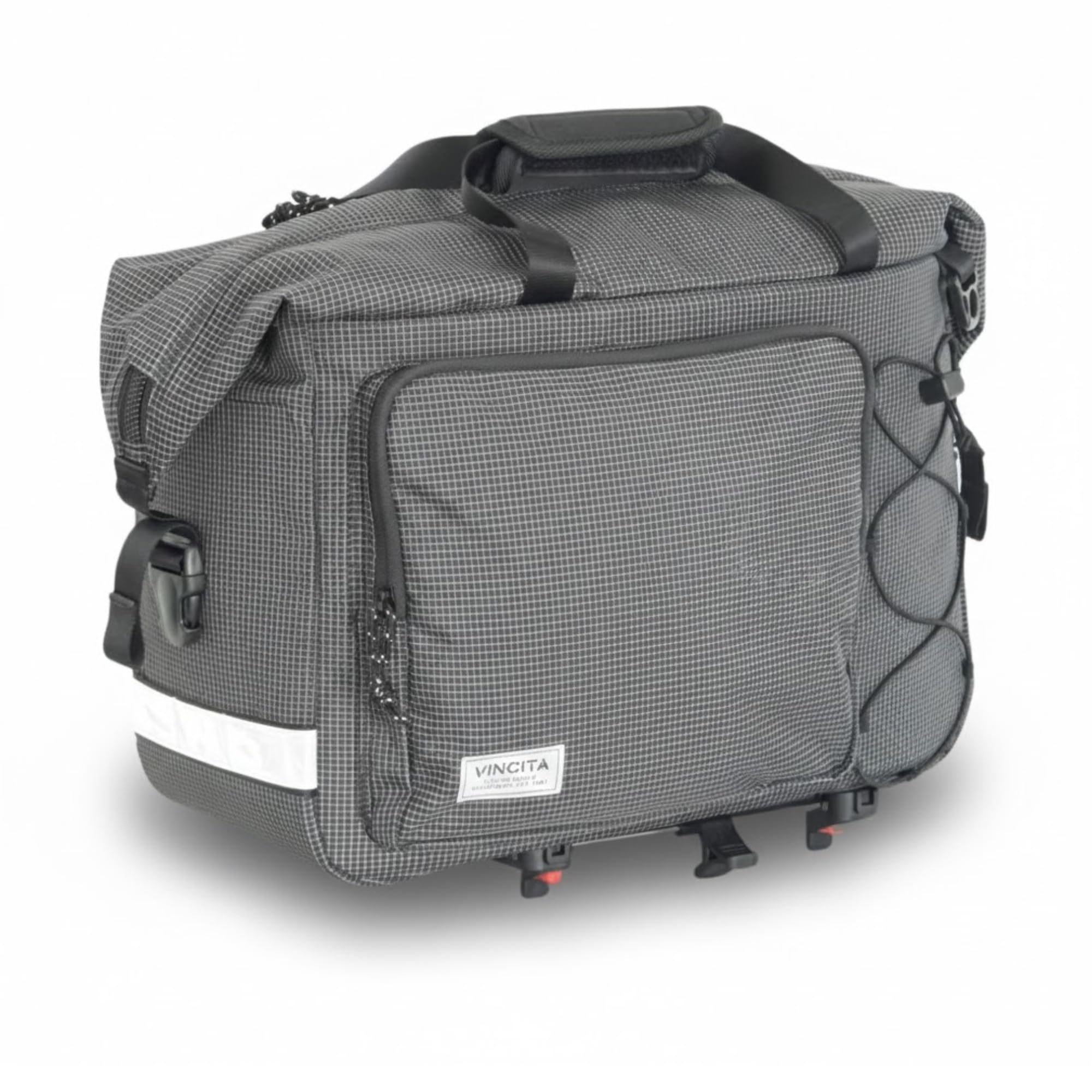 Vincita Nash Pro Bag – Premium Rack Bag for Brompton P Line & Advance Roller Rack, KlickFix UniKlip 2 Mount, Heel-Strike Free Design, Stylish & Functional for Commuting and Travel (Ripstop Black)