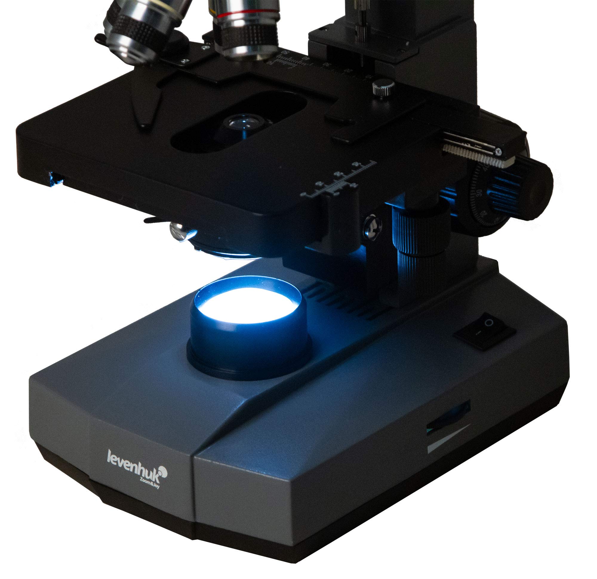 Microscopio Monocular Biológico Levenhuk 320 Plus 40-1600x con Óptica Acromática de Gran Angular, Iluminación por LED y Filtros
