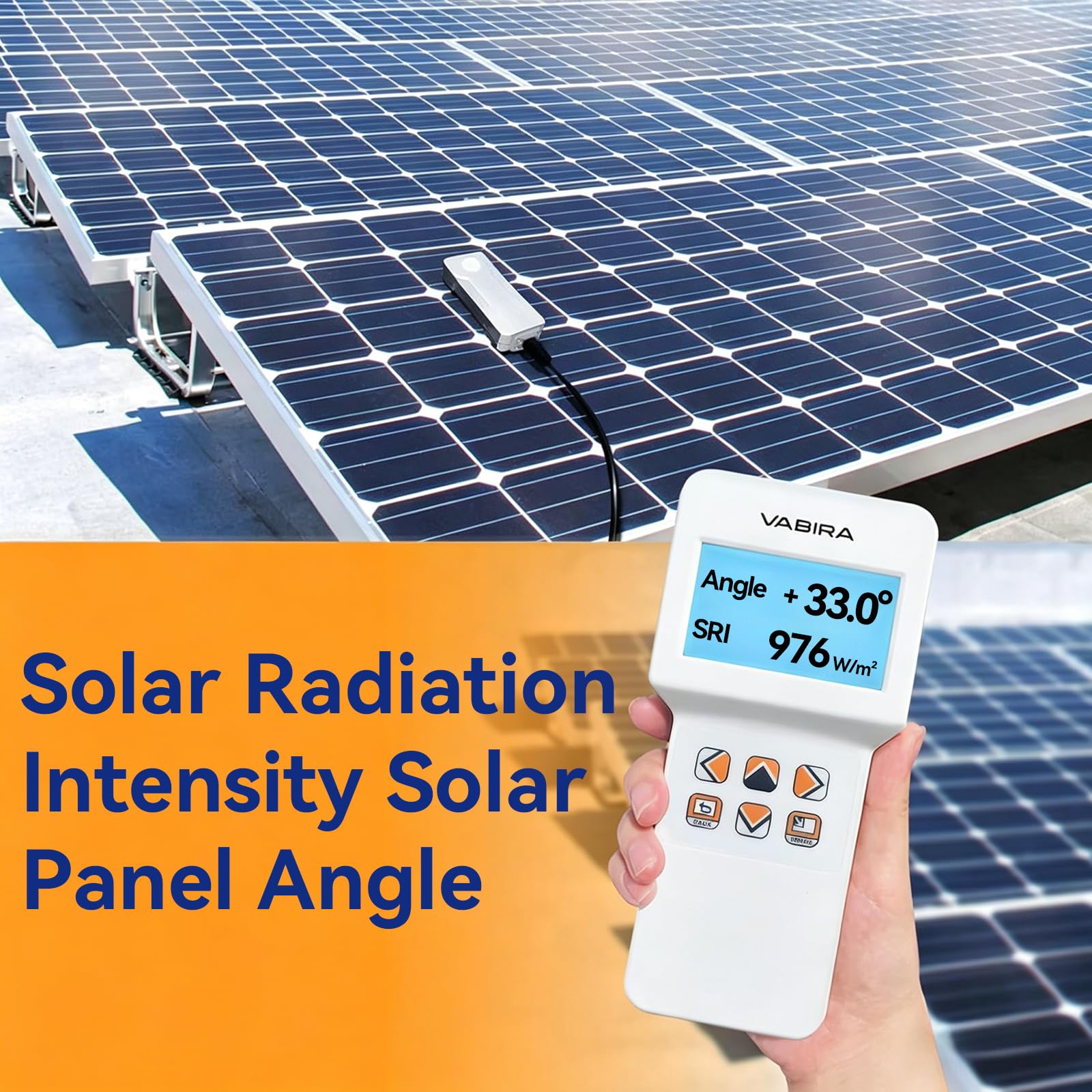 VBR-SOL Solarstrahlungsmesser Paneelwinkelmessung 3499 W/m² 28-tägige Energieaufzeichnung