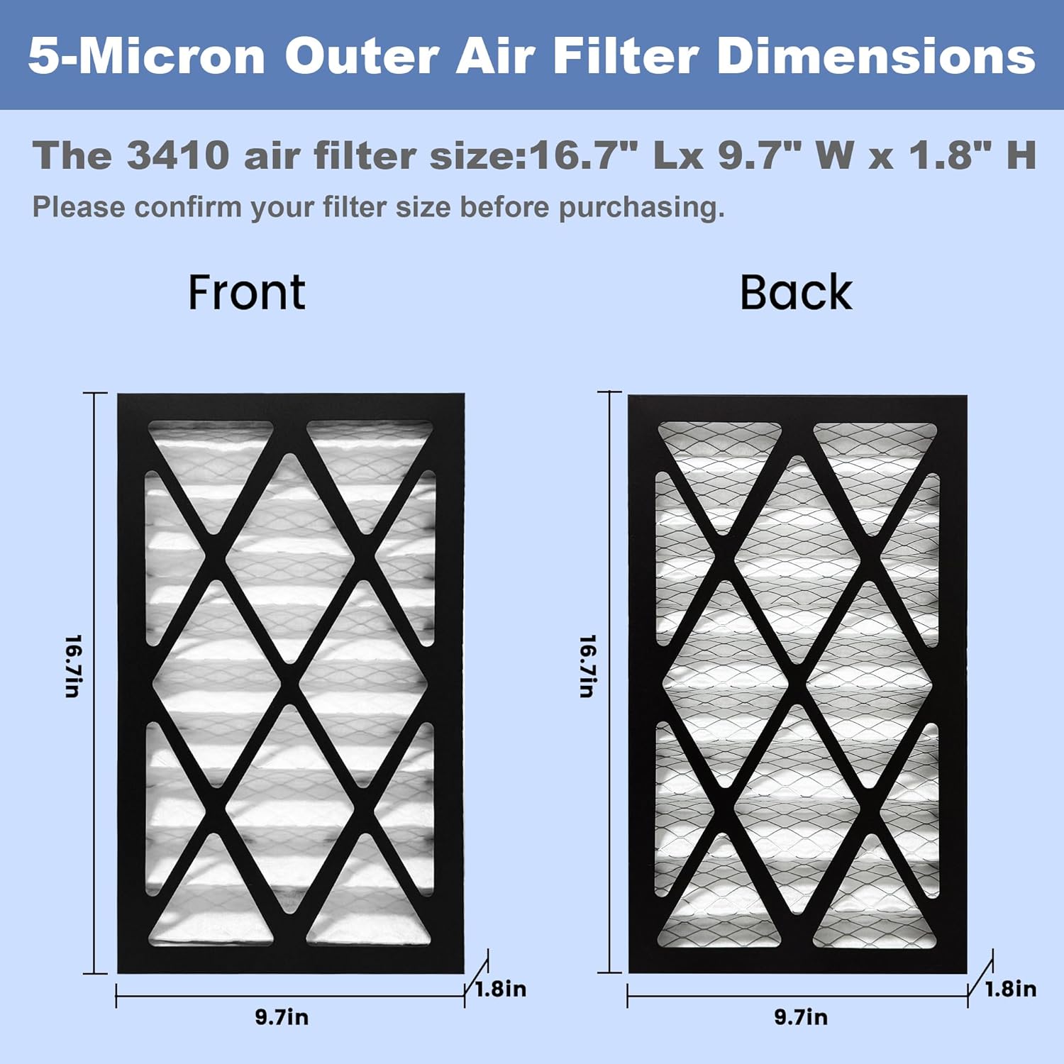 4 Pack 5-Micron Outer Air Filter Replacement Compatible with WEN 3410, POWERTEC AF4000, Shop Fox W1830, Grizzly G0738 Air Filtration System for Workshop, Part 90243-027-2