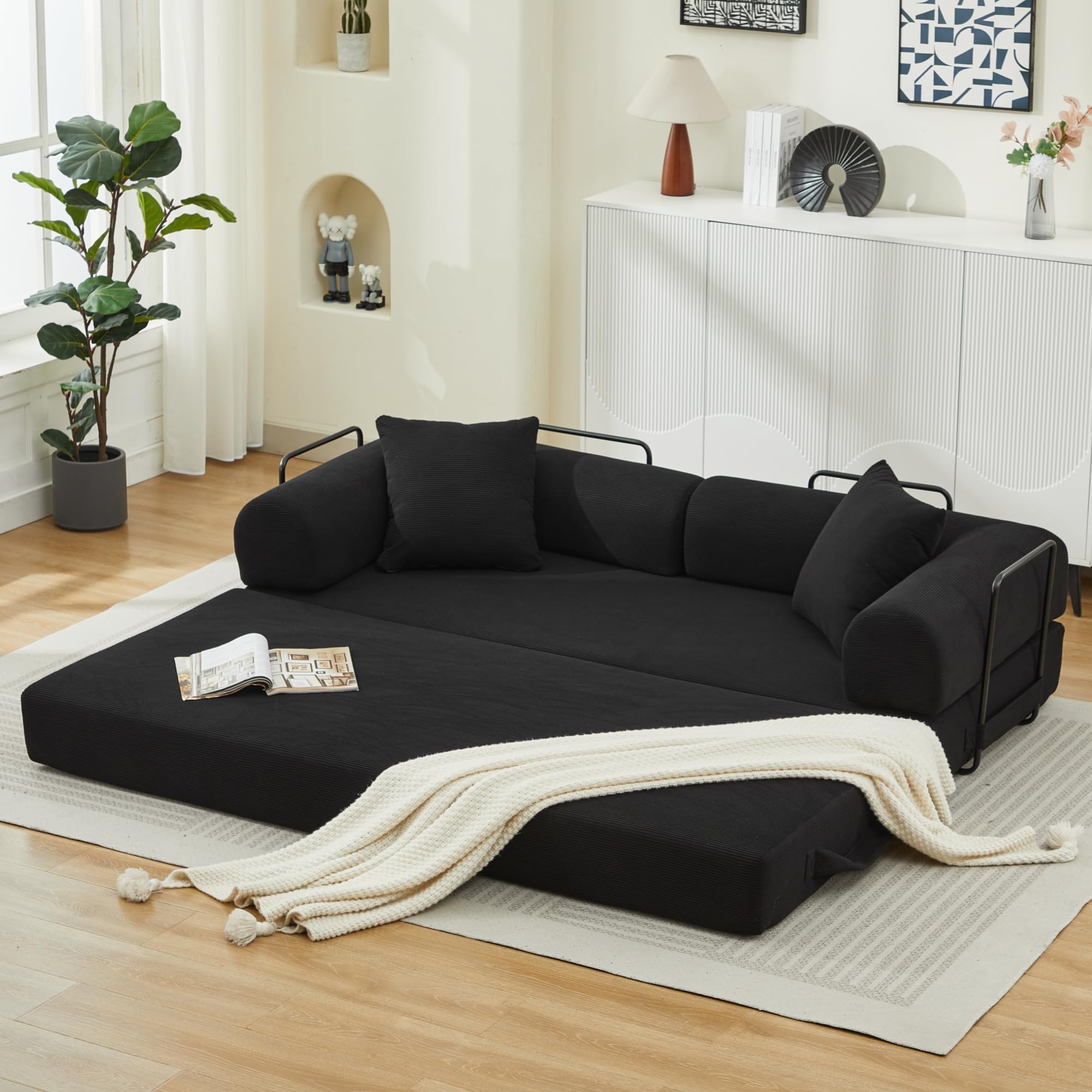 No-Assembly Sofa Bed, 3 Seater Folding Sofa Bed, Folding Futon wi...