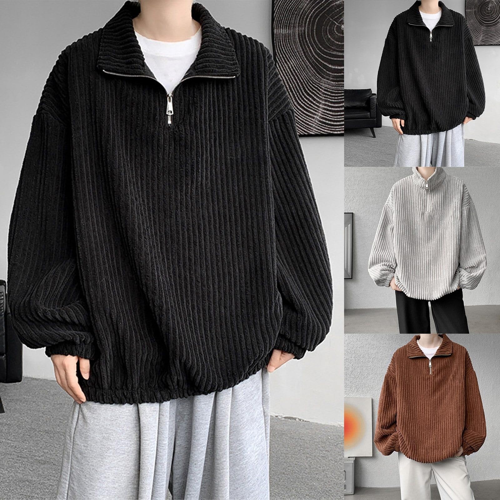 Sweatshirts für Herren Katzen Pullover lustige Weihnachtspullover Oberteile Half Zip Langarmshirt Herren Baumwolle Jacke Winterjacke Sweatjacke mit Kapuze faschingskostüme