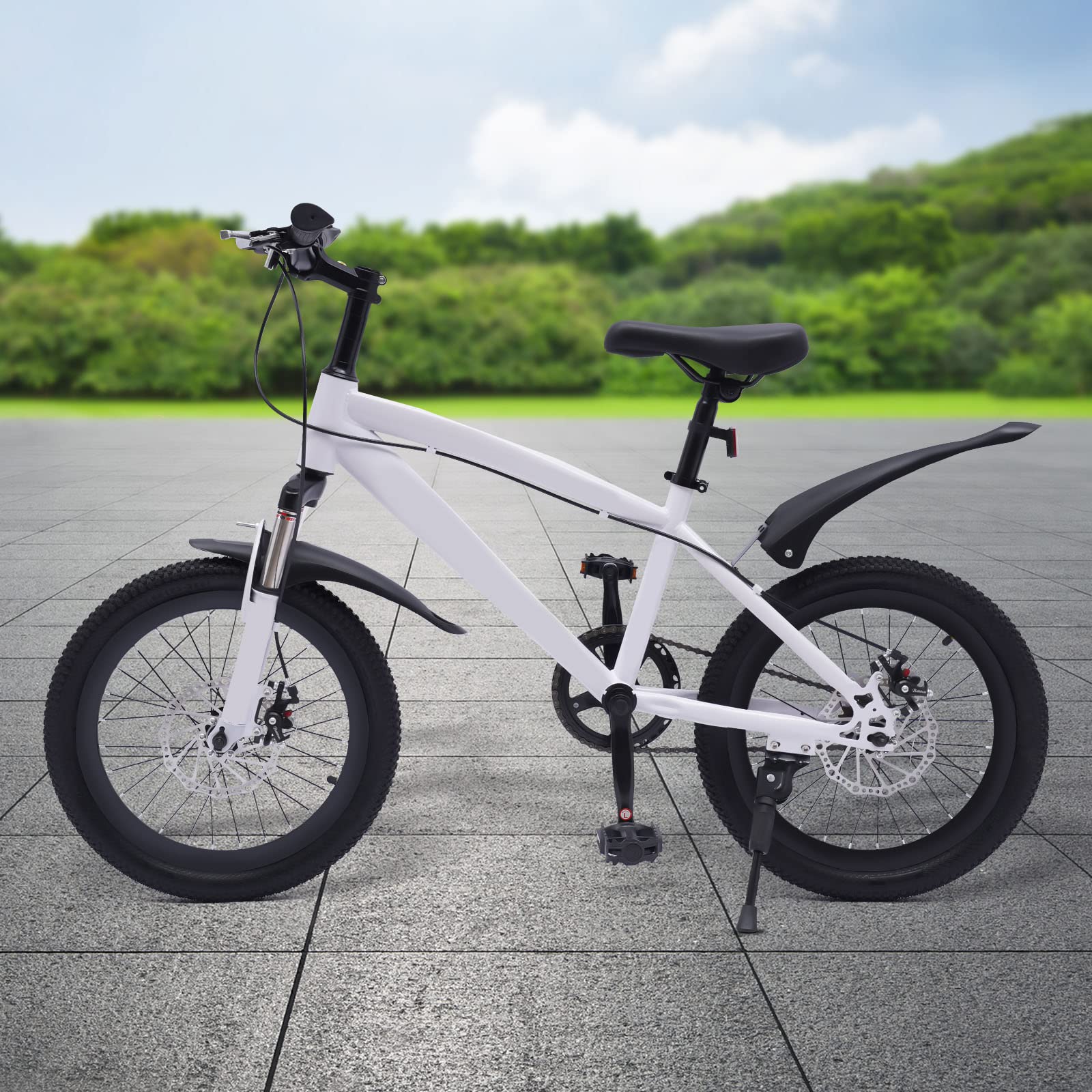 Bicicleta infantil para niña de 18 pulgadas, bicicleta de montaña con linterna eléctrica y bomba de neumáticos, bicicleta de montaña para niñas y niños a partir de 5 años, bicicleta infantil